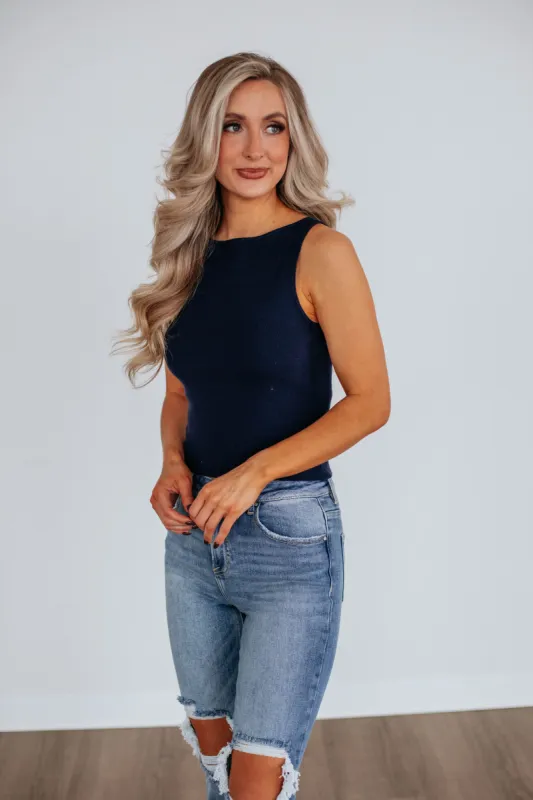 Zari Sweater Tank - Navy sold by Wild Oak Boutique