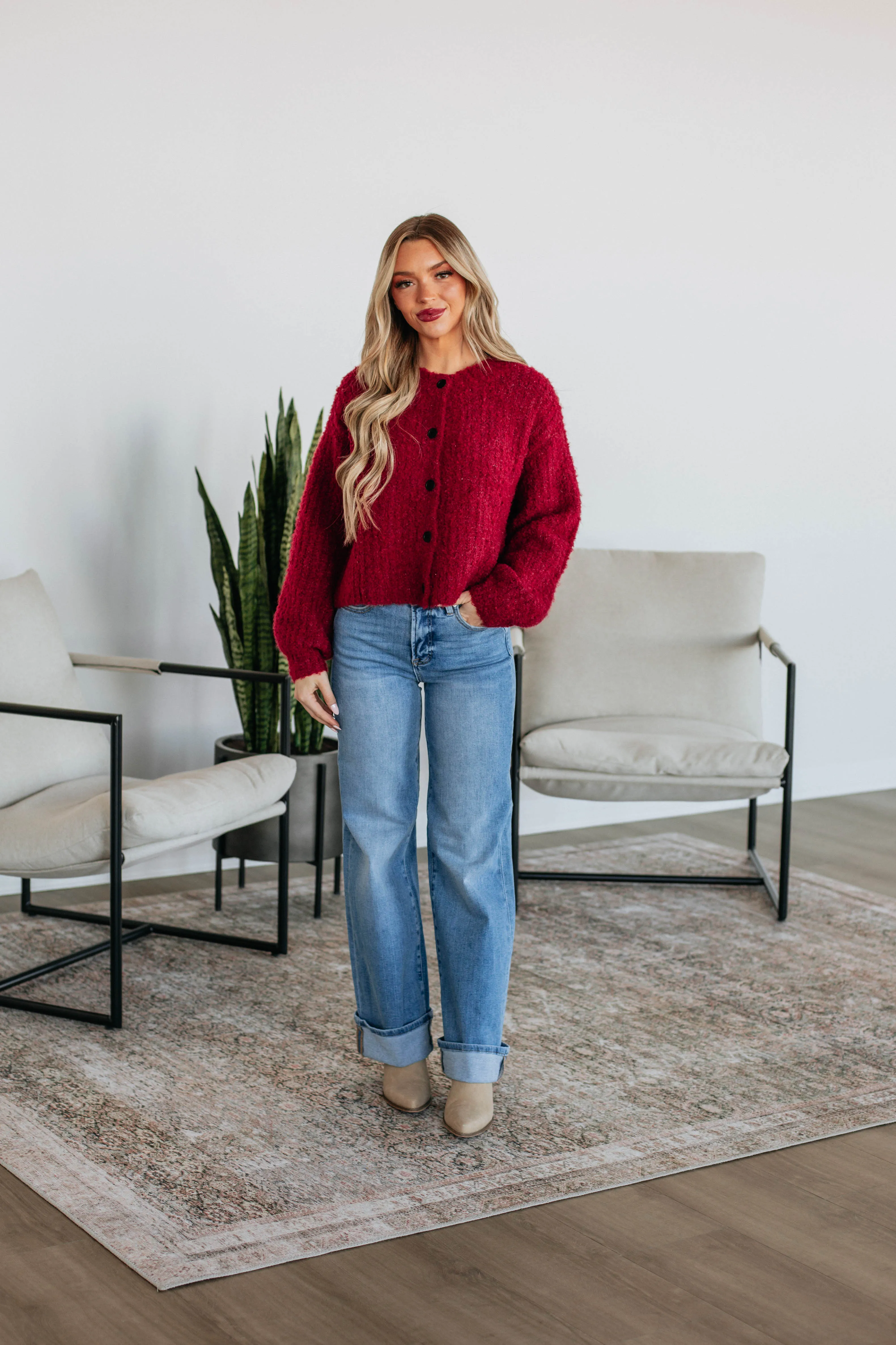 Jodie Knit Cardigan - Crimson sold by Wild Oak Boutique product image thumbnail 4