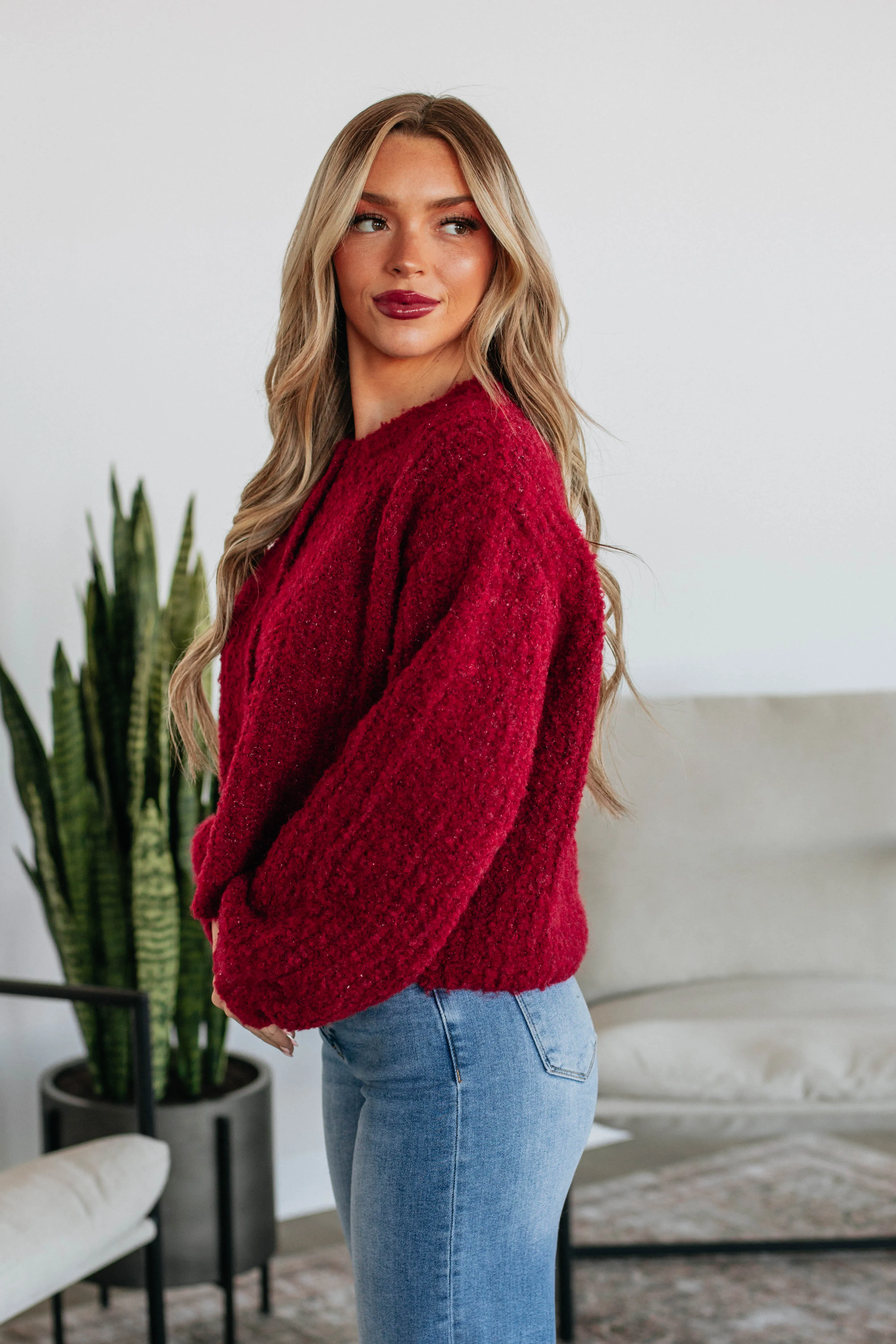 Jodie Knit Cardigan - Crimson sold by Wild Oak Boutique product image thumbnail 3
