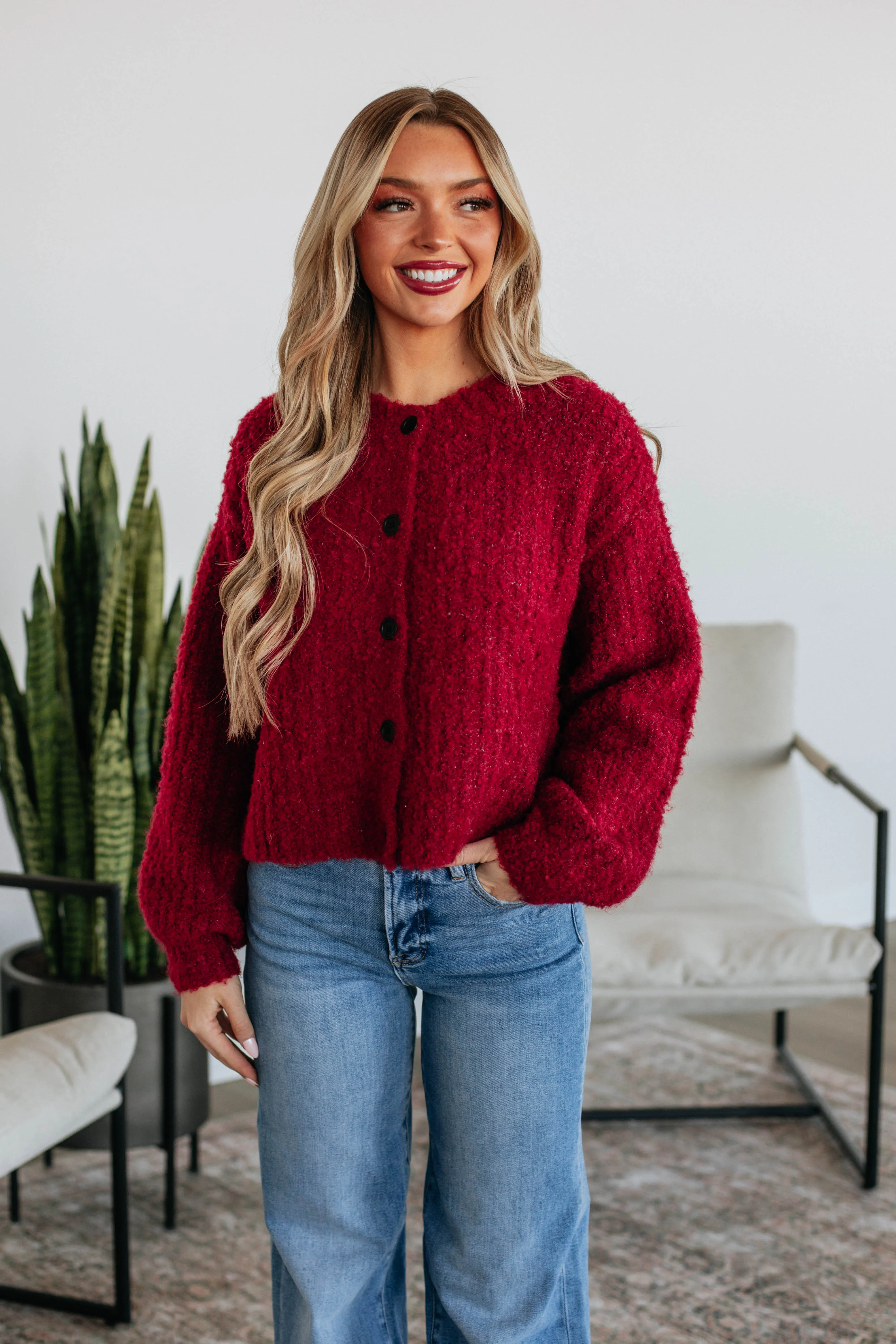 Jodie Knit Cardigan - Crimson sold by Wild Oak Boutique product image thumbnail 2