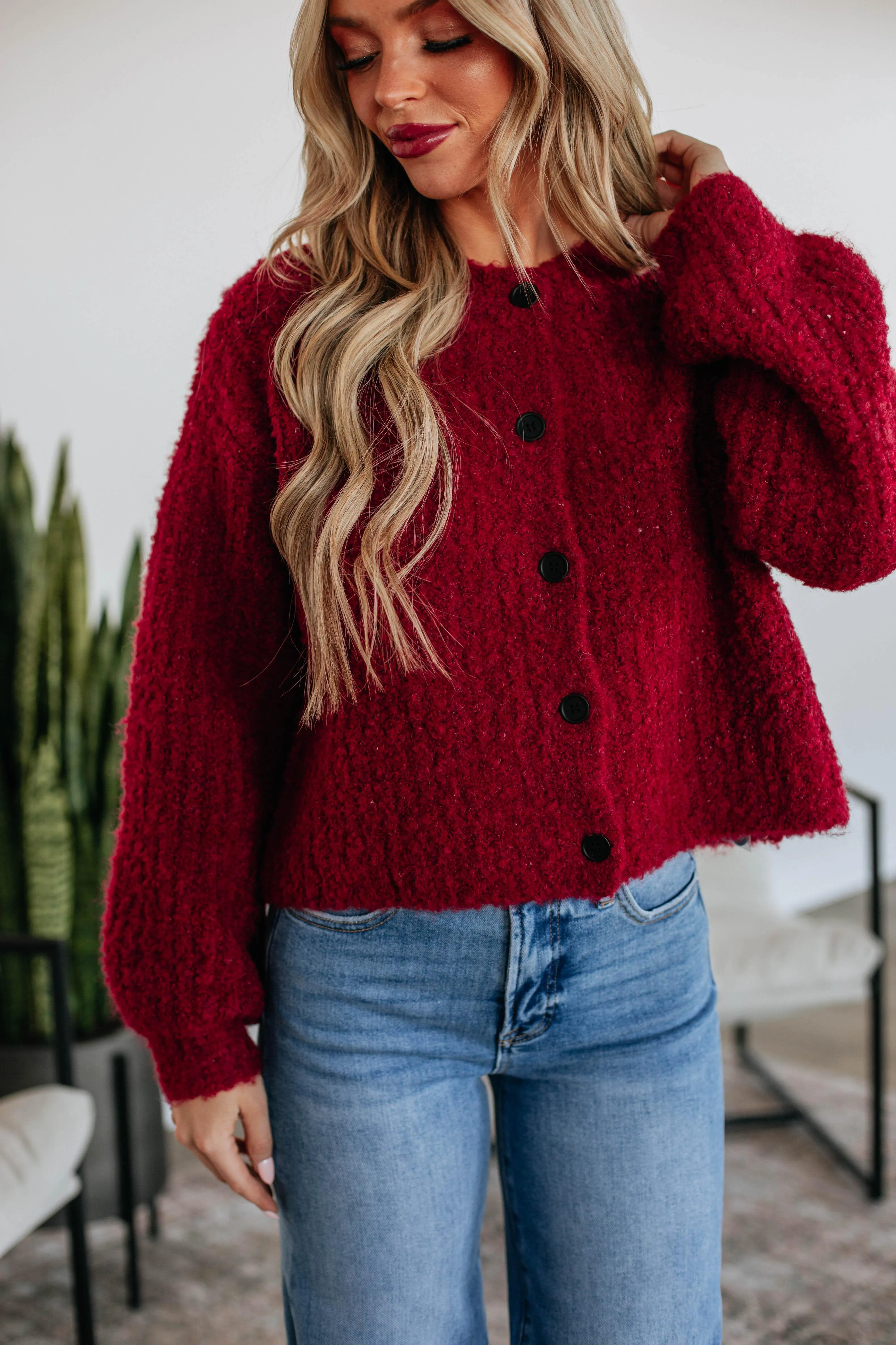 Jodie Knit Cardigan - Crimson sold by Wild Oak Boutique
