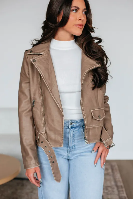 Knox Leather Jacket - Khaki sold by Wild Oak Boutique