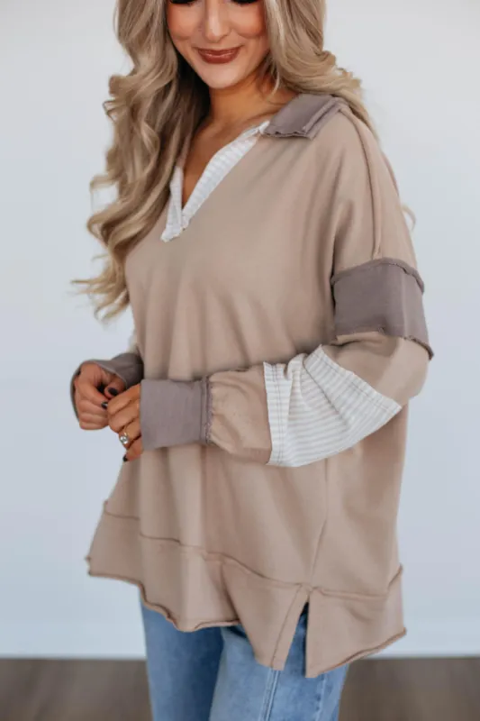 Colson Contrast Pullover sold by Wild Oak Boutique