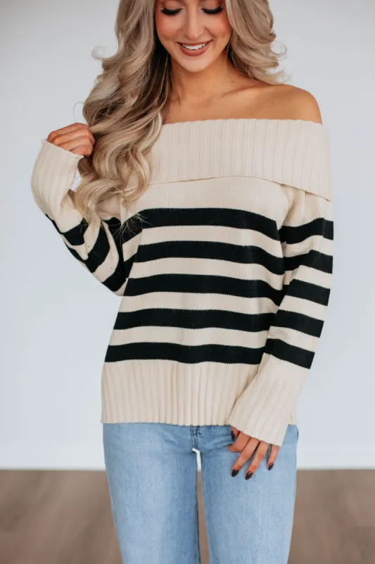 Chantelle Off The Shoulder Sweater - Cream sold by Wild Oak Boutique