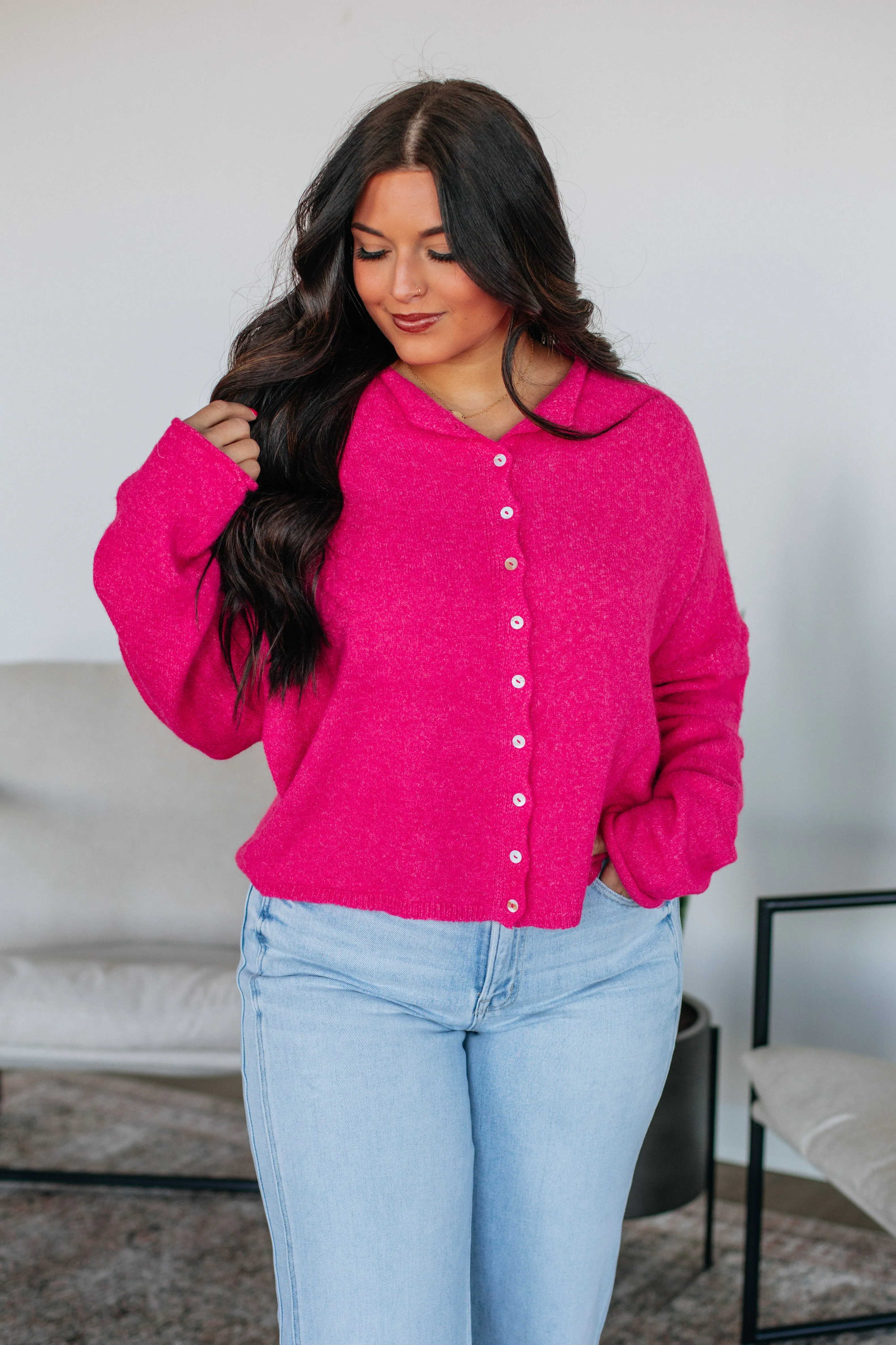 Brooke Cardigan - Fuchsia sold by Wild Oak Boutique product image thumbnail 3