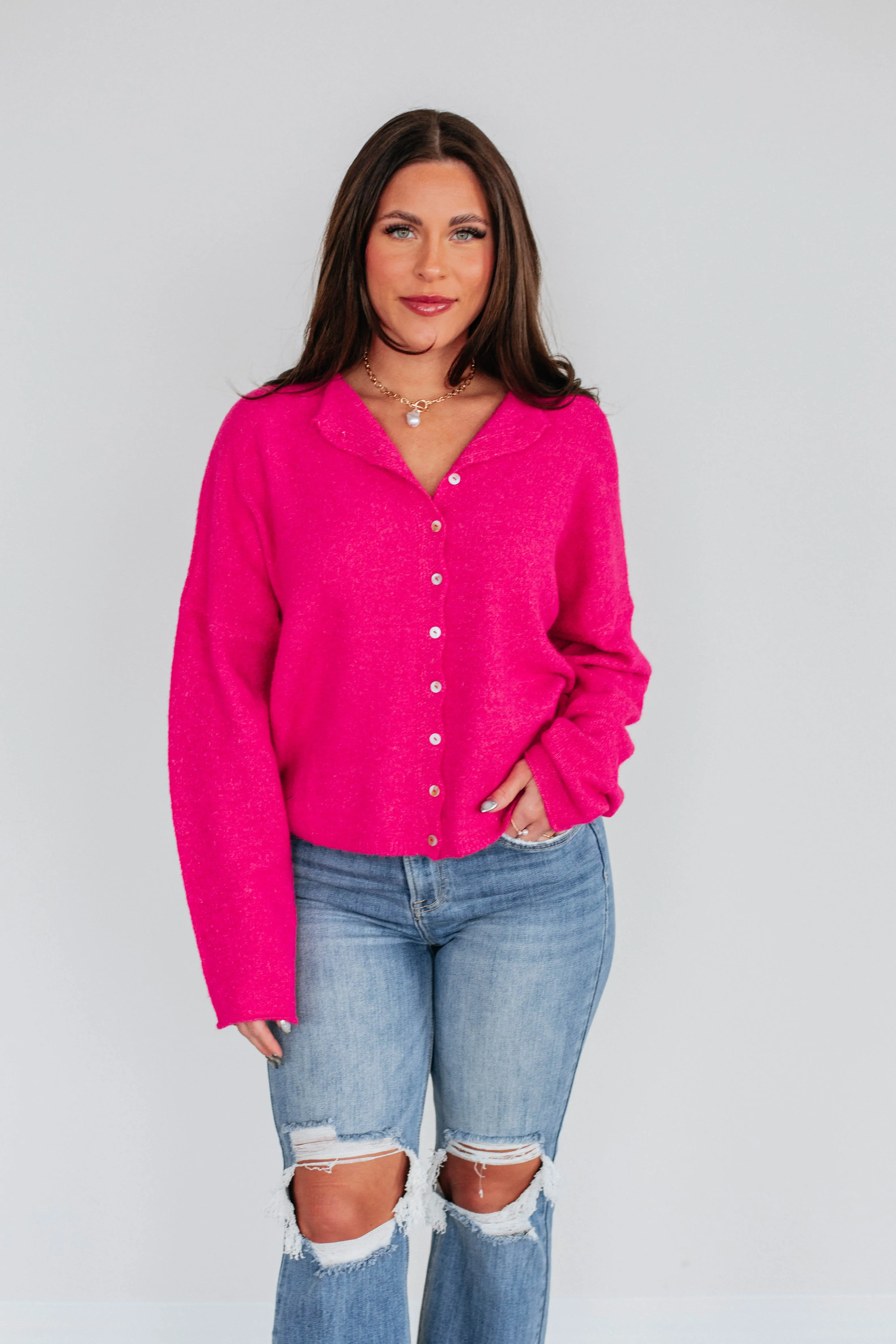 Brooke Cardigan - Fuchsia sold by Wild Oak Boutique product image thumbnail 2