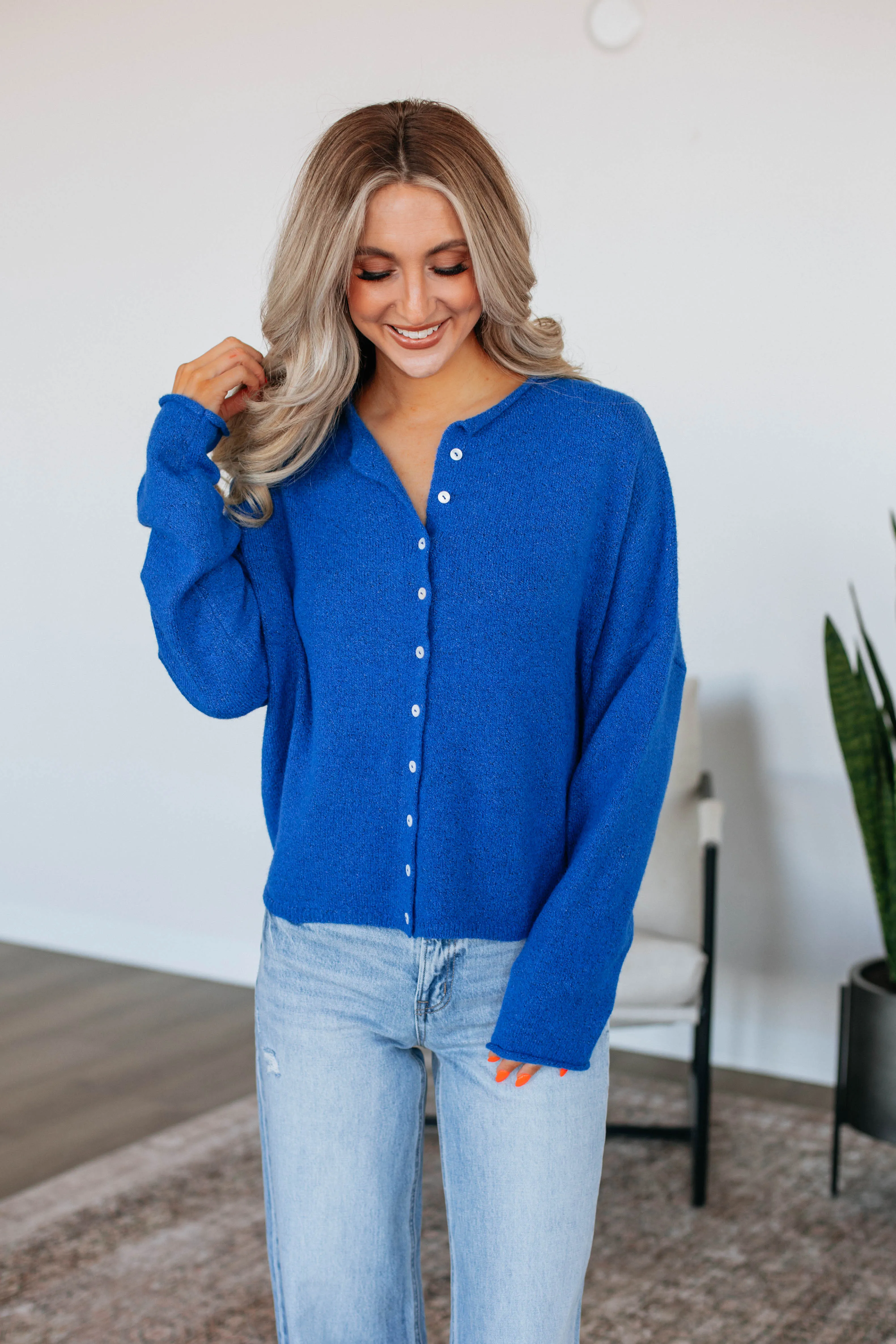 Brooke Cardigan - Cobalt sold by Wild Oak Boutique