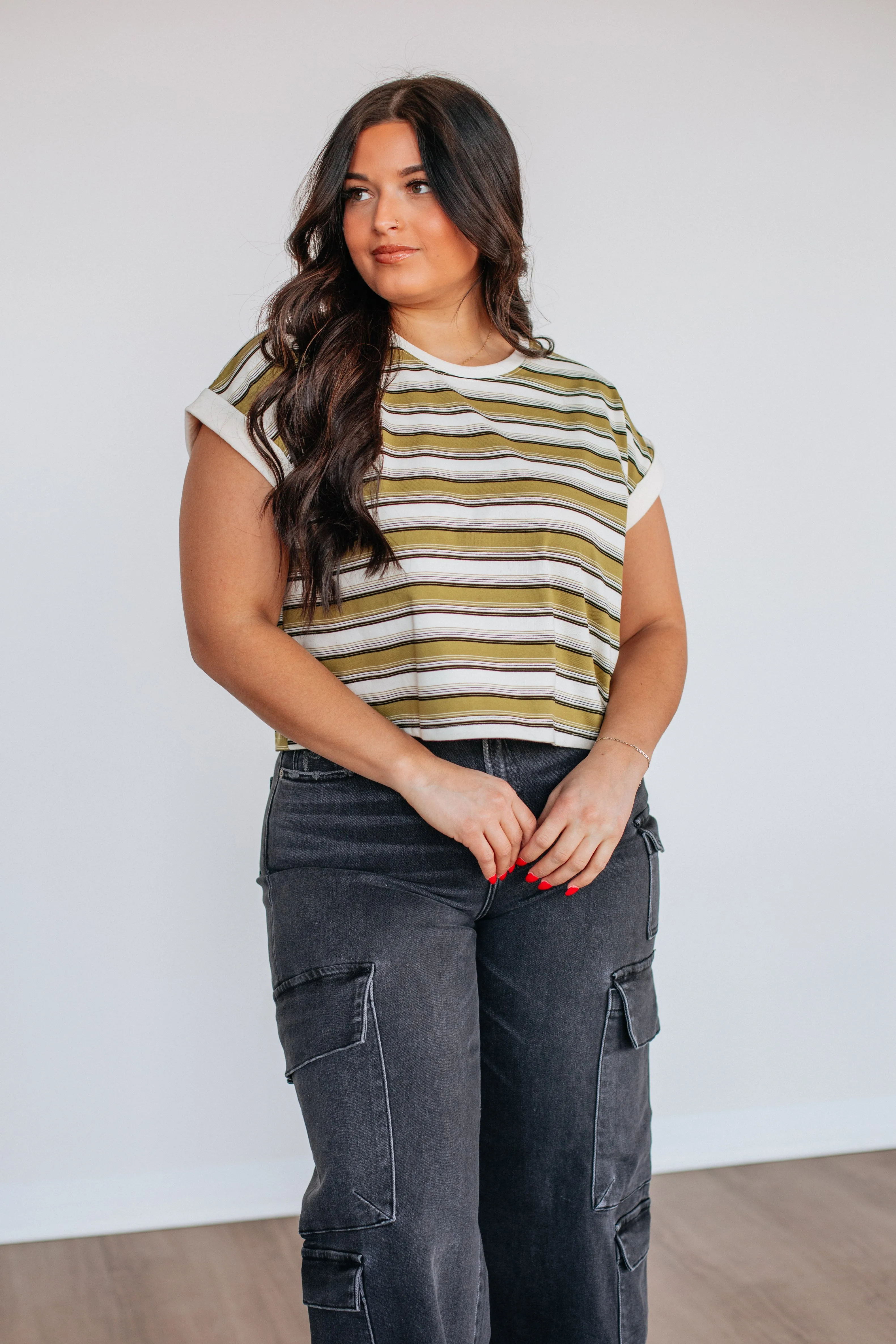 Mayra Striped Top - Burnt Olive Mix sold by Wild Oak Boutique product image thumbnail 2