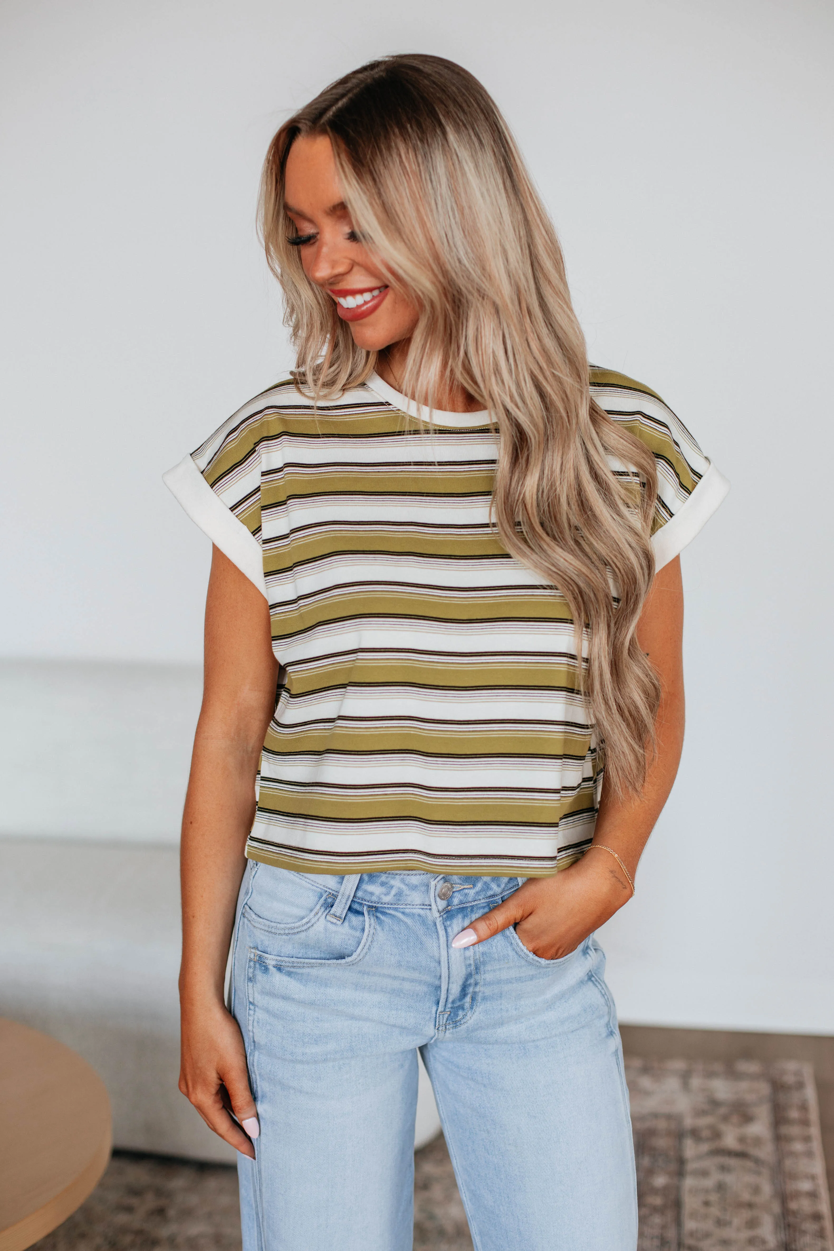 Mayra Striped Top - Burnt Olive Mix sold by Wild Oak Boutique product image thumbnail 4