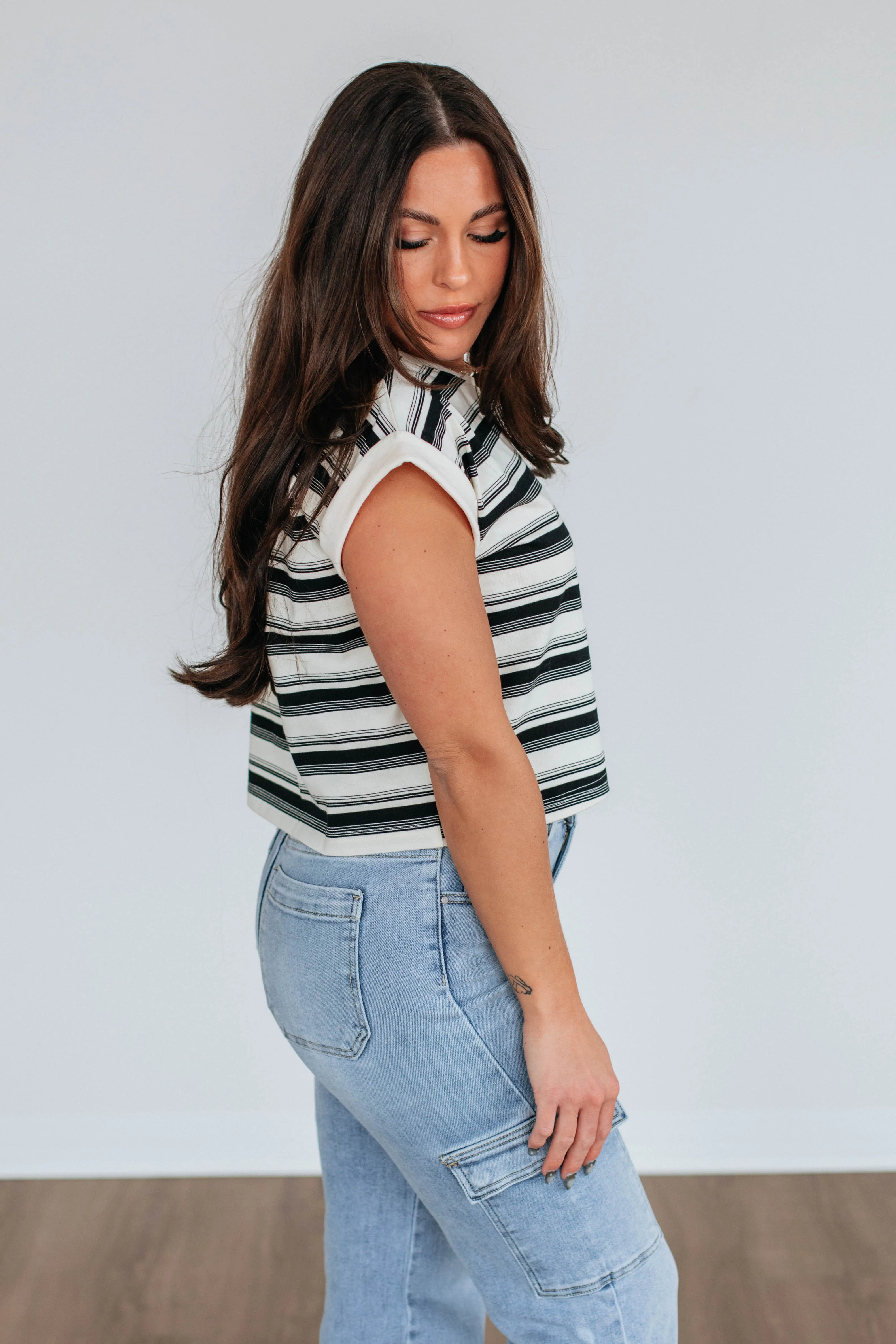Mayra Striped Top - Black Mix sold by Wild Oak Boutique product image thumbnail 4