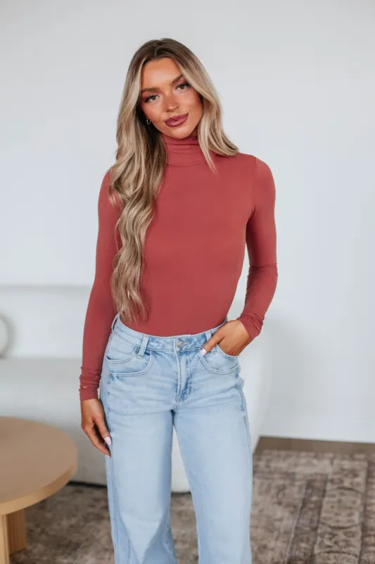 Holly Turtle Neck Bodysuit - Brick sold by Wild Oak Boutique