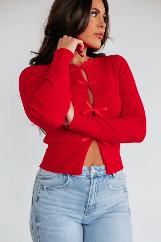Elenora Sweater Top - Cherry sold by Wild Oak Boutique