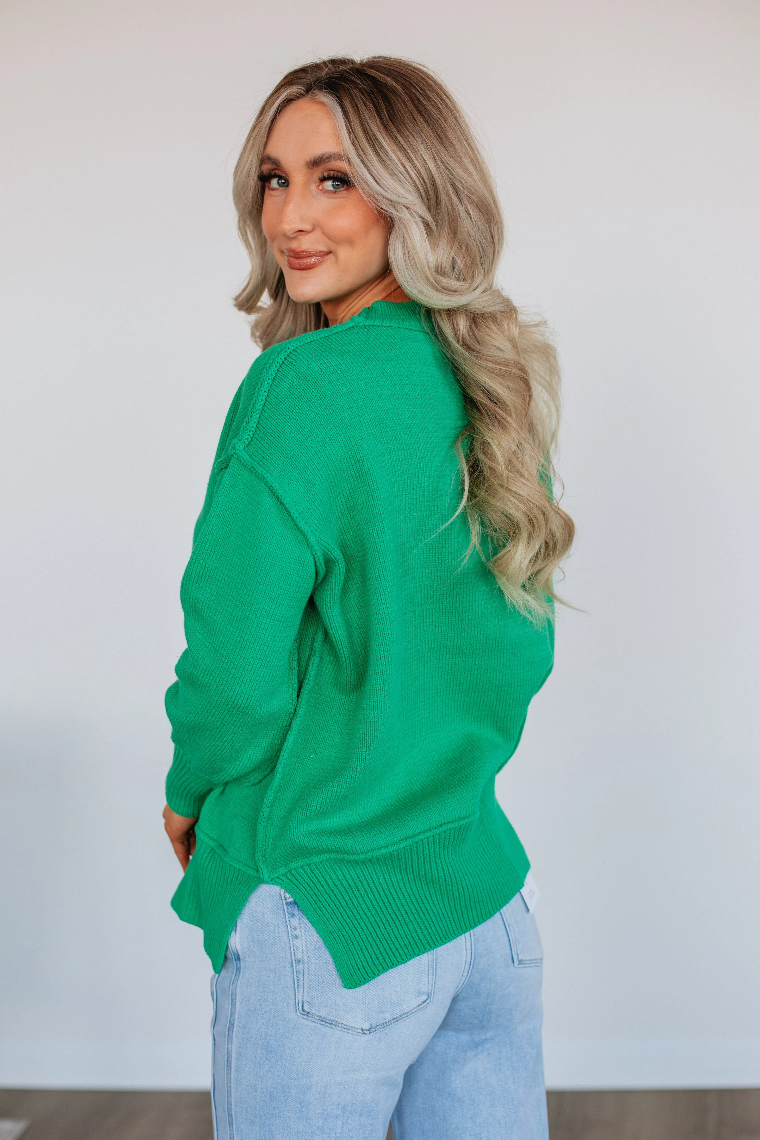 Odelia Oversized Sweater - Kelly Green sold by Wild Oak Boutique product image thumbnail 4