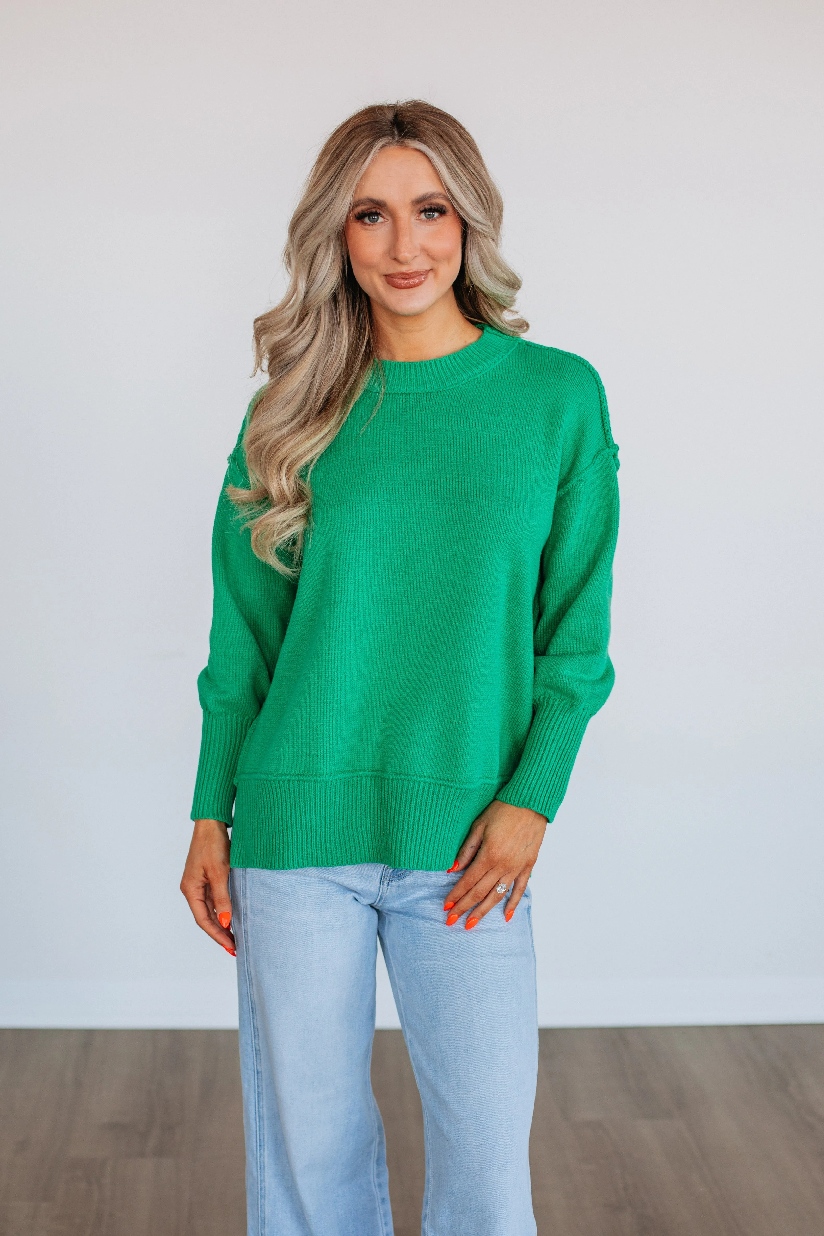 Odelia Oversized Sweater - Kelly Green sold by Wild Oak Boutique product image thumbnail 3