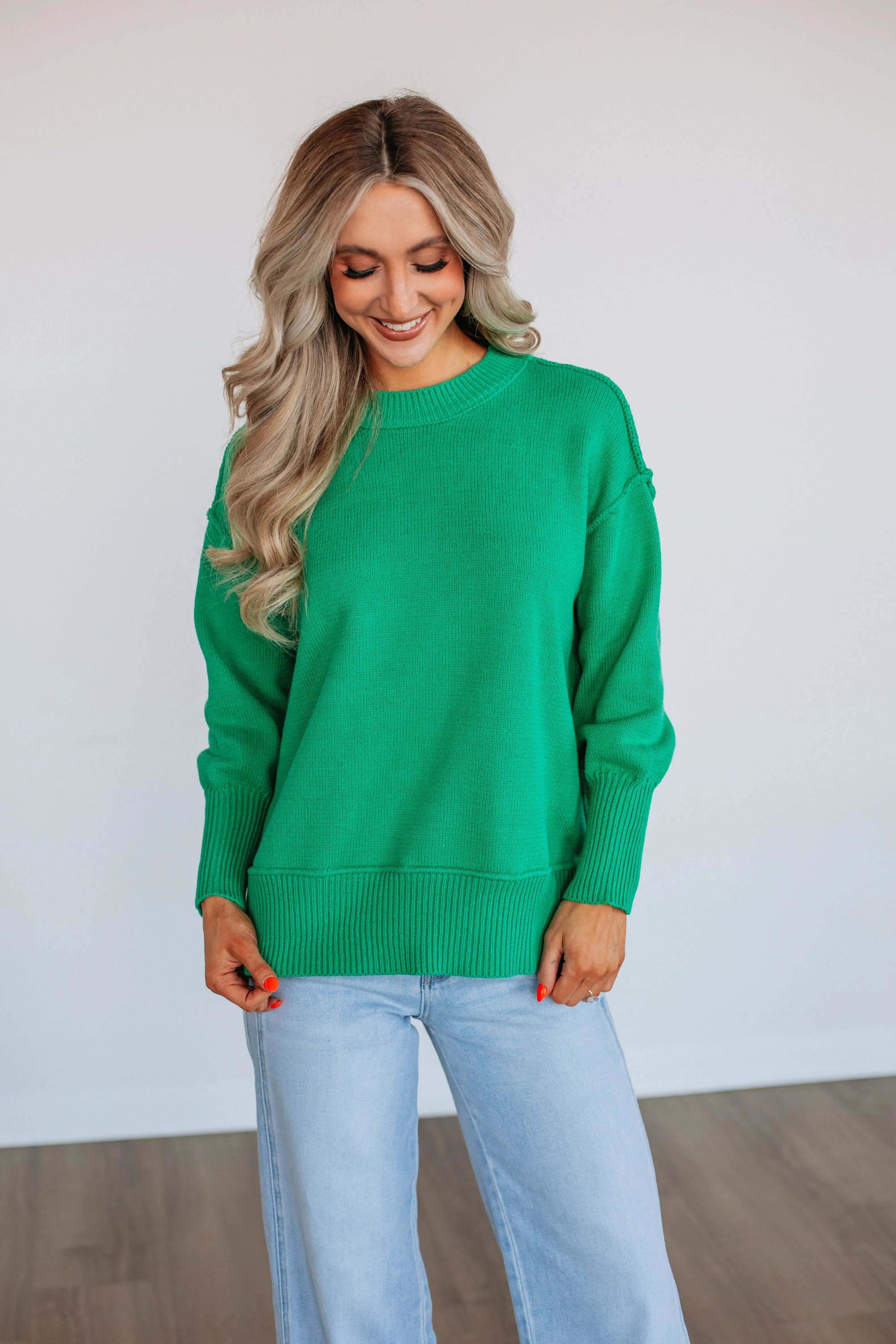 Odelia Oversized Sweater - Kelly Green sold by Wild Oak Boutique product image thumbnail 5