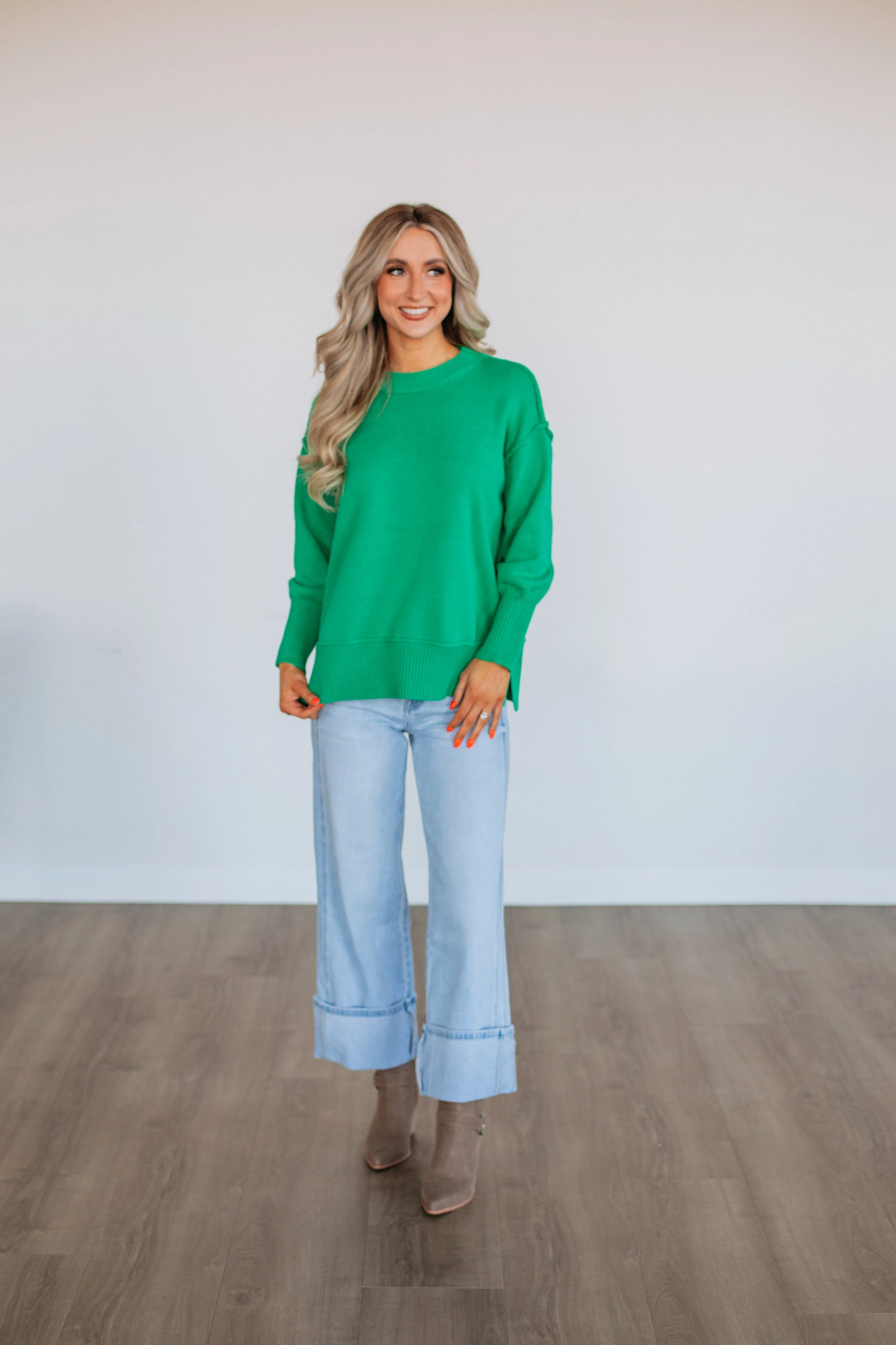 Odelia Oversized Sweater - Kelly Green sold by Wild Oak Boutique product image thumbnail 2
