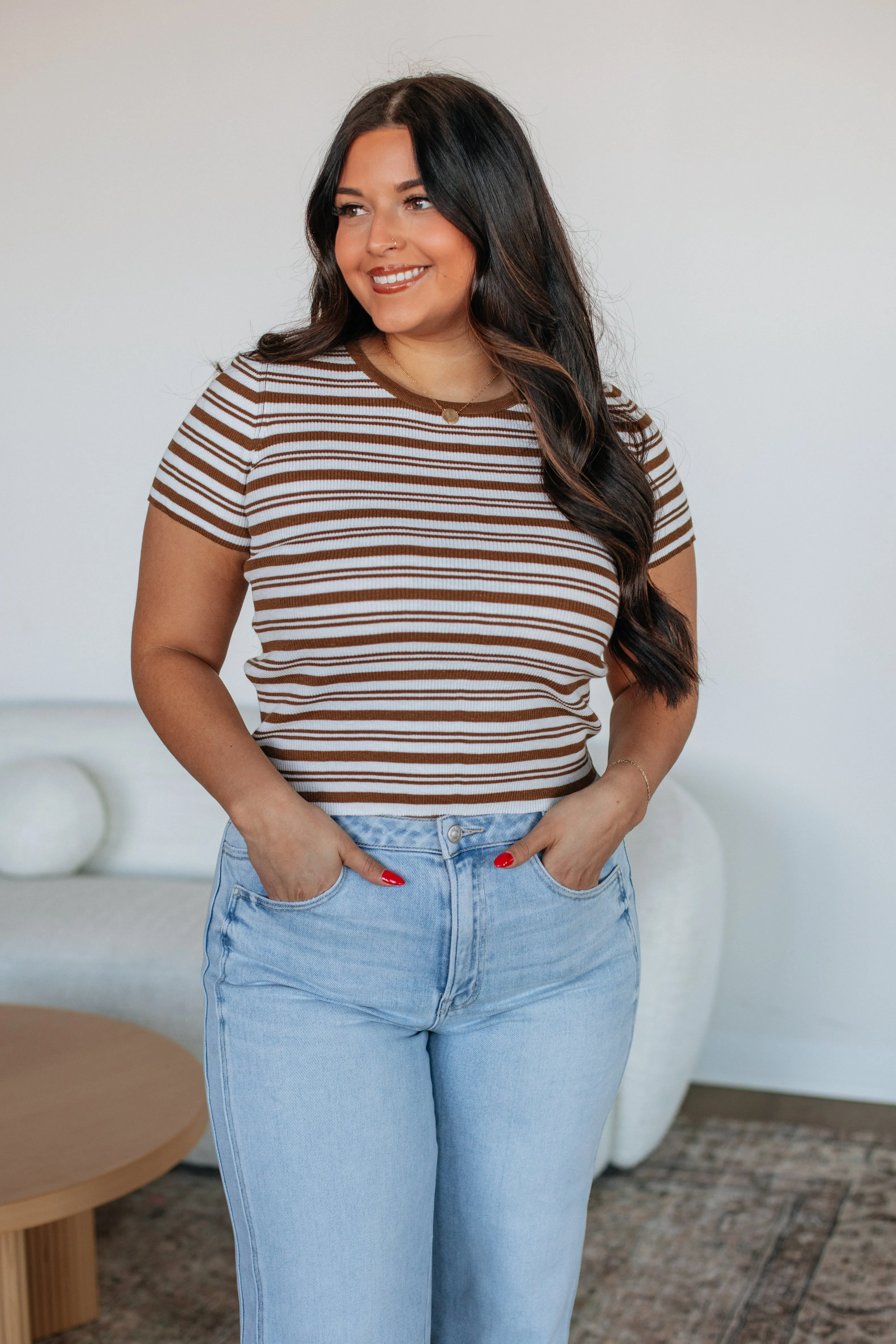 Kilah Striped Top - Camel Mix sold by Wild Oak Boutique