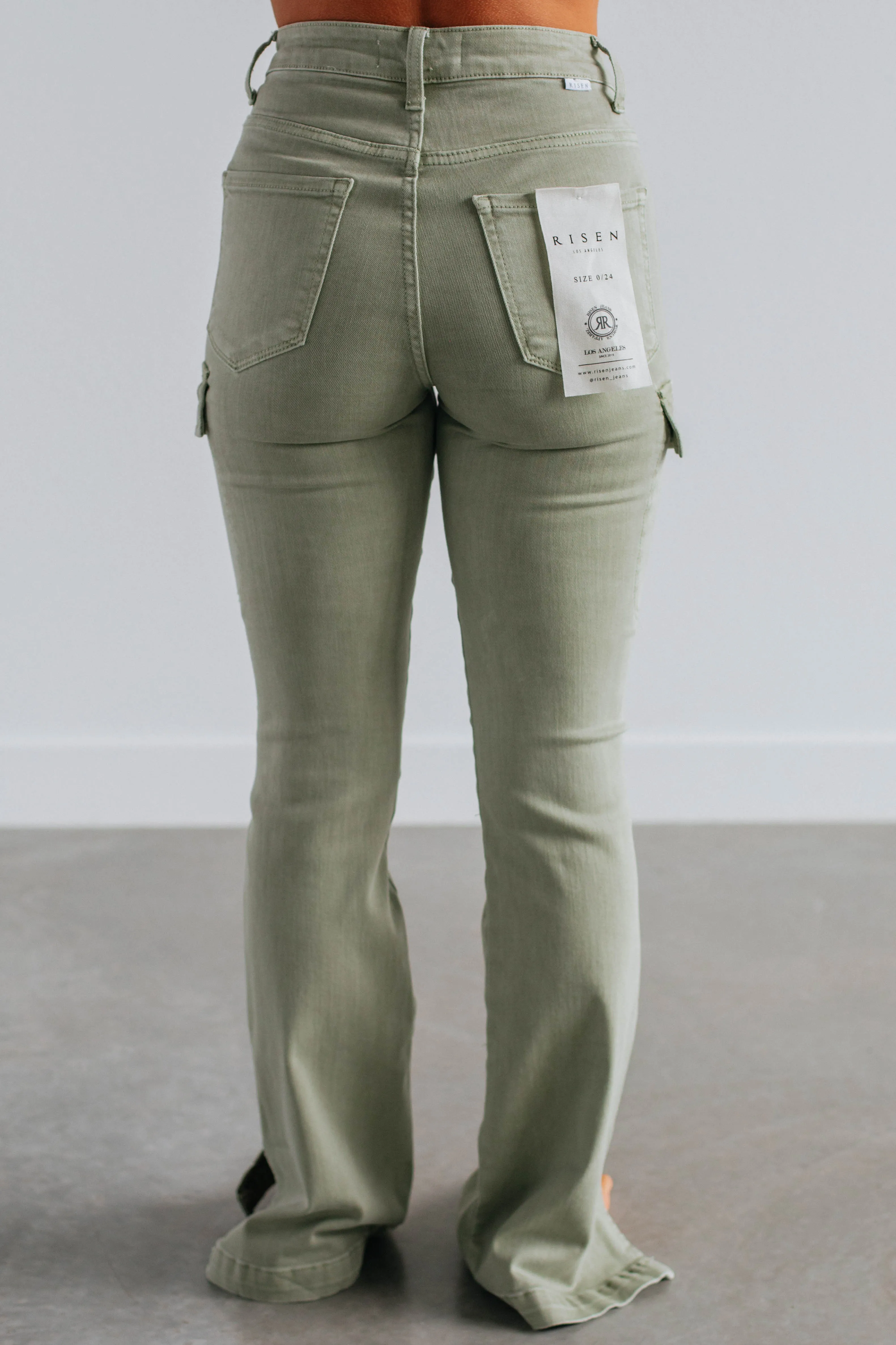 Kayley Risen Cargo Jeans - Sage sold by Wild Oak Boutique product image thumbnail 4