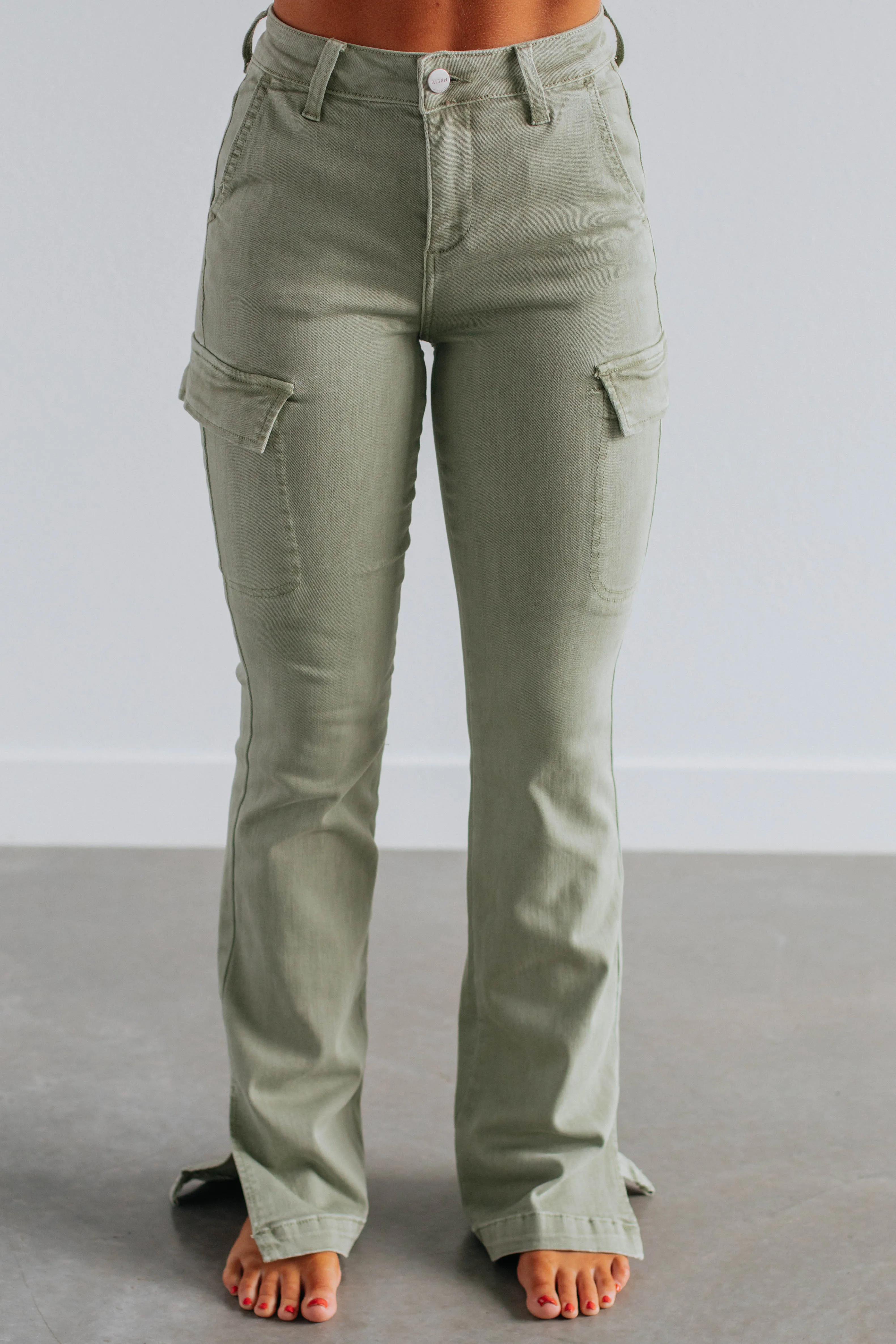 Kayley Risen Cargo Jeans - Sage sold by Wild Oak Boutique product image thumbnail 3