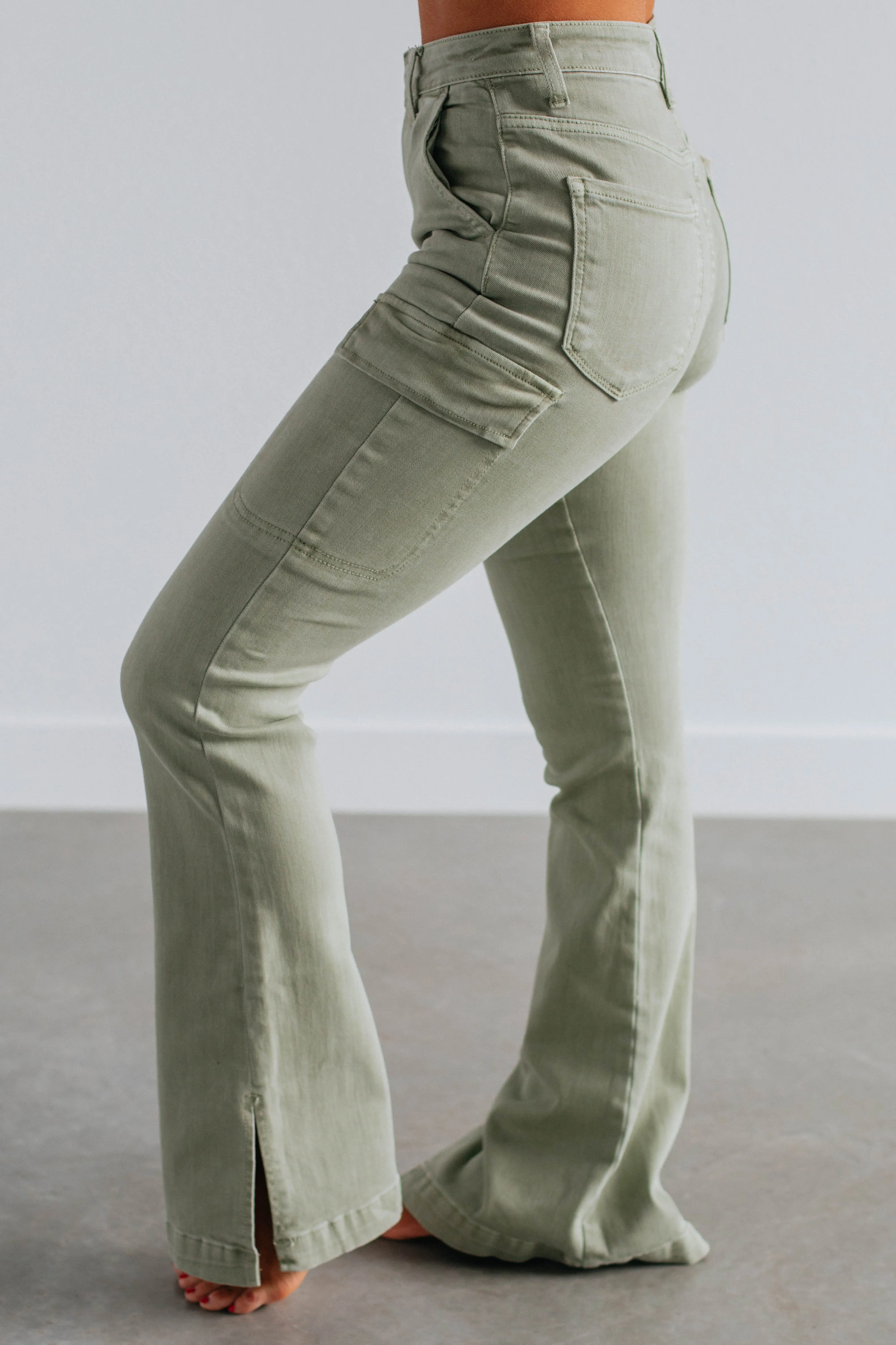 Kayley Risen Cargo Jeans - Sage sold by Wild Oak Boutique product image thumbnail 2