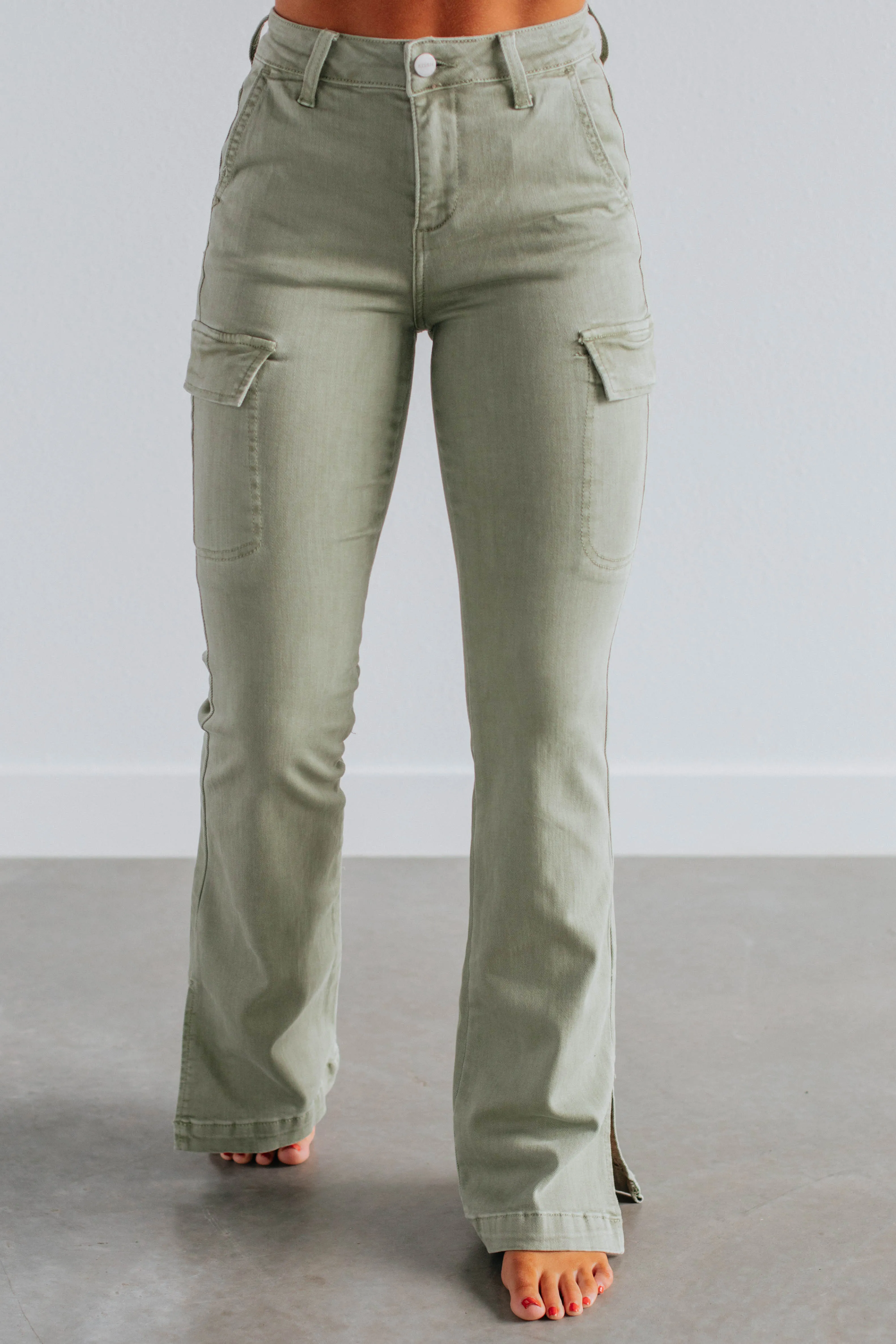 Kayley Risen Cargo Jeans - Sage sold by Wild Oak Boutique product image thumbnail 5