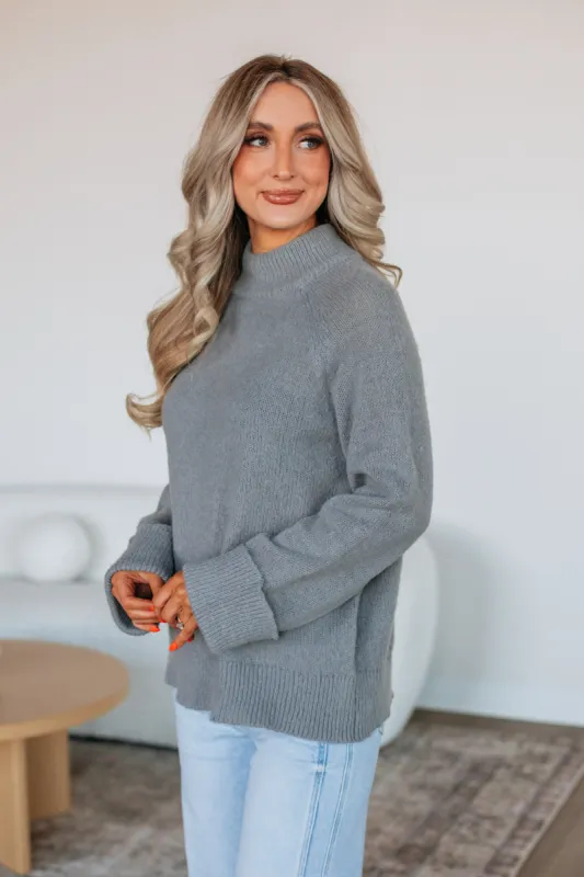 Samson Mock Neck Sweater - Grey sold by Wild Oak Boutique