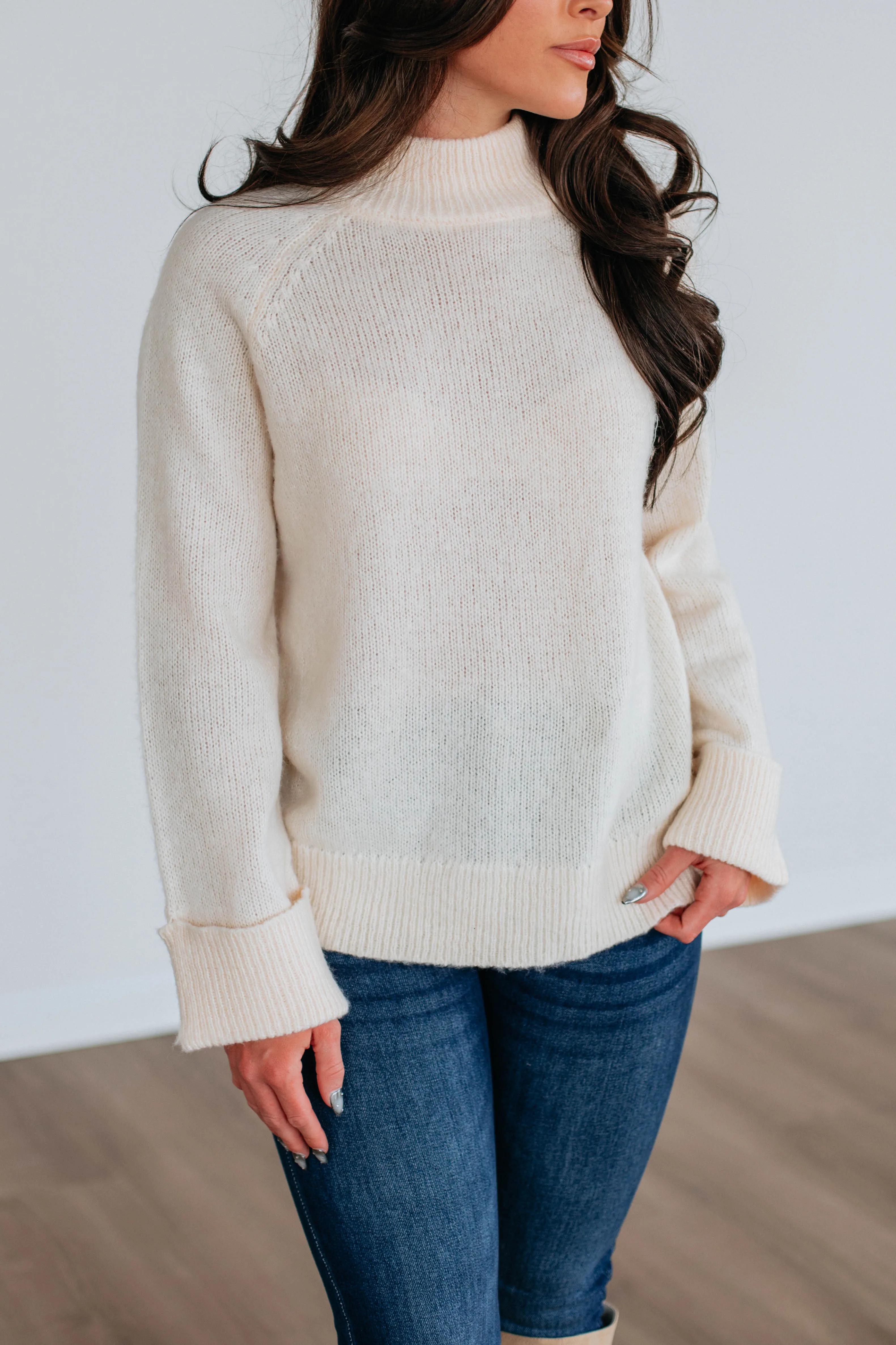 Samson Mock Neck Sweater - Cream sold by Wild Oak Boutique product image thumbnail 2