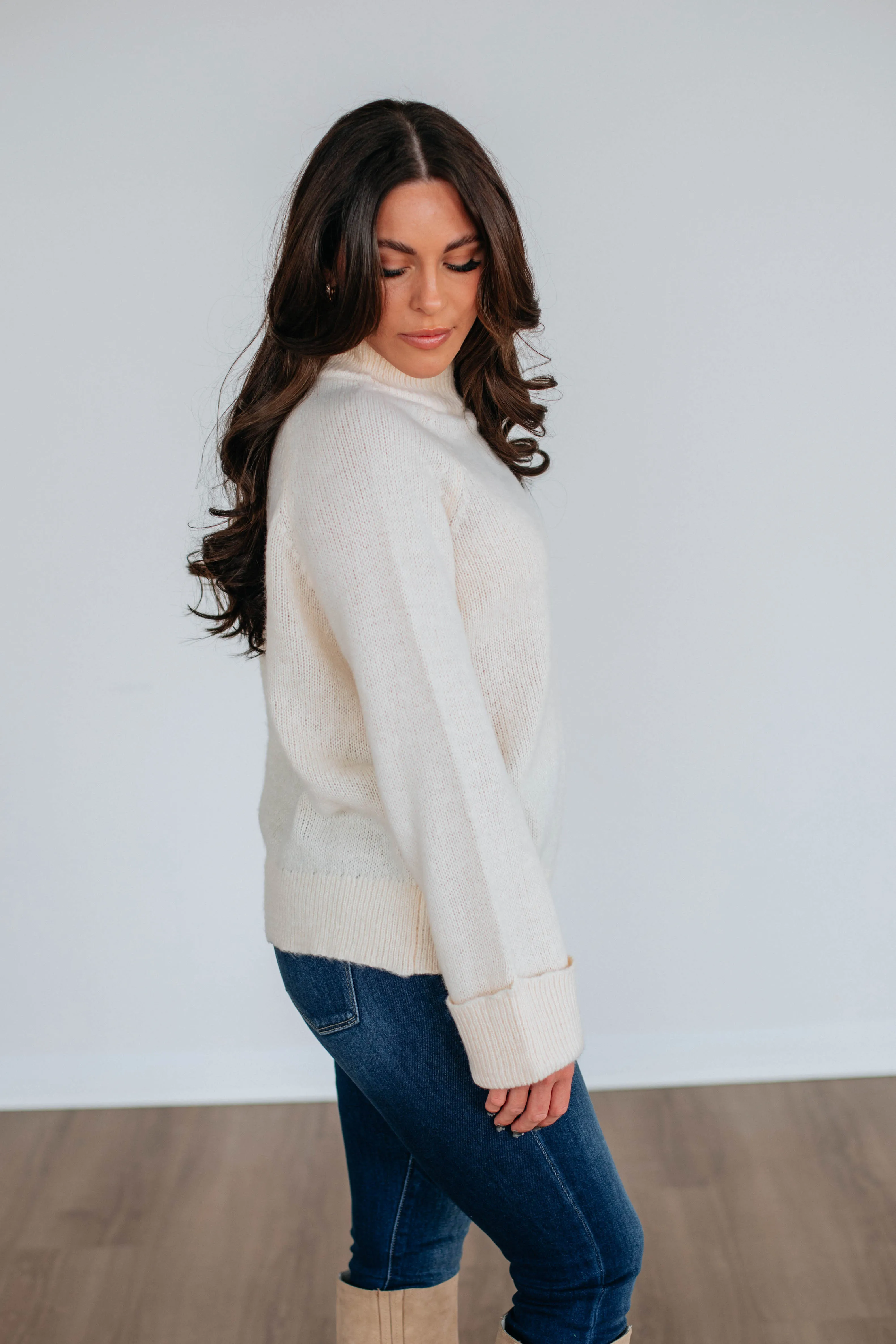 Samson Mock Neck Sweater - Cream sold by Wild Oak Boutique product image thumbnail 4