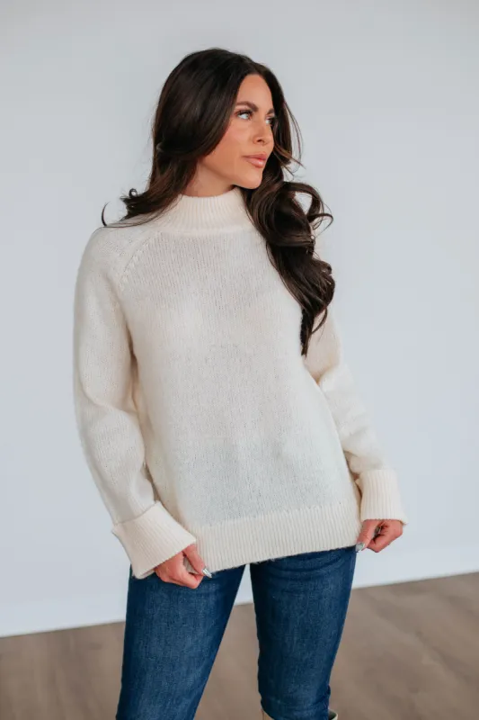 Samson Mock Neck Sweater - Cream sold by Wild Oak Boutique
