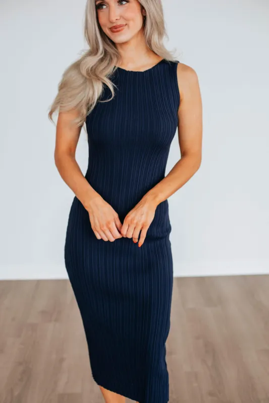 Kylie Midi Dress - Navy sold by Wild Oak Boutique