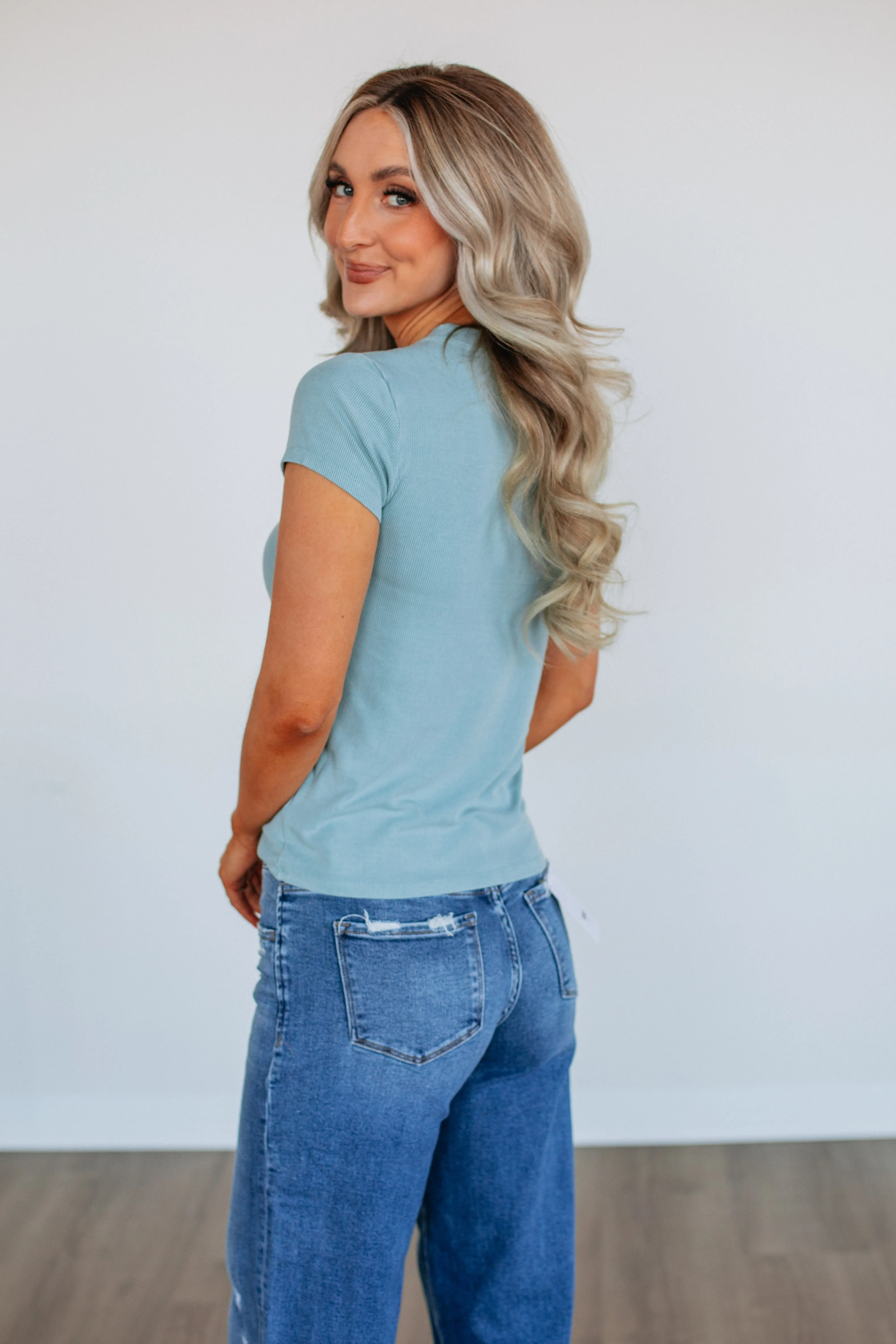 Thorne Ribbed Top - Sky Blue sold by Wild Oak Boutique product image thumbnail 3