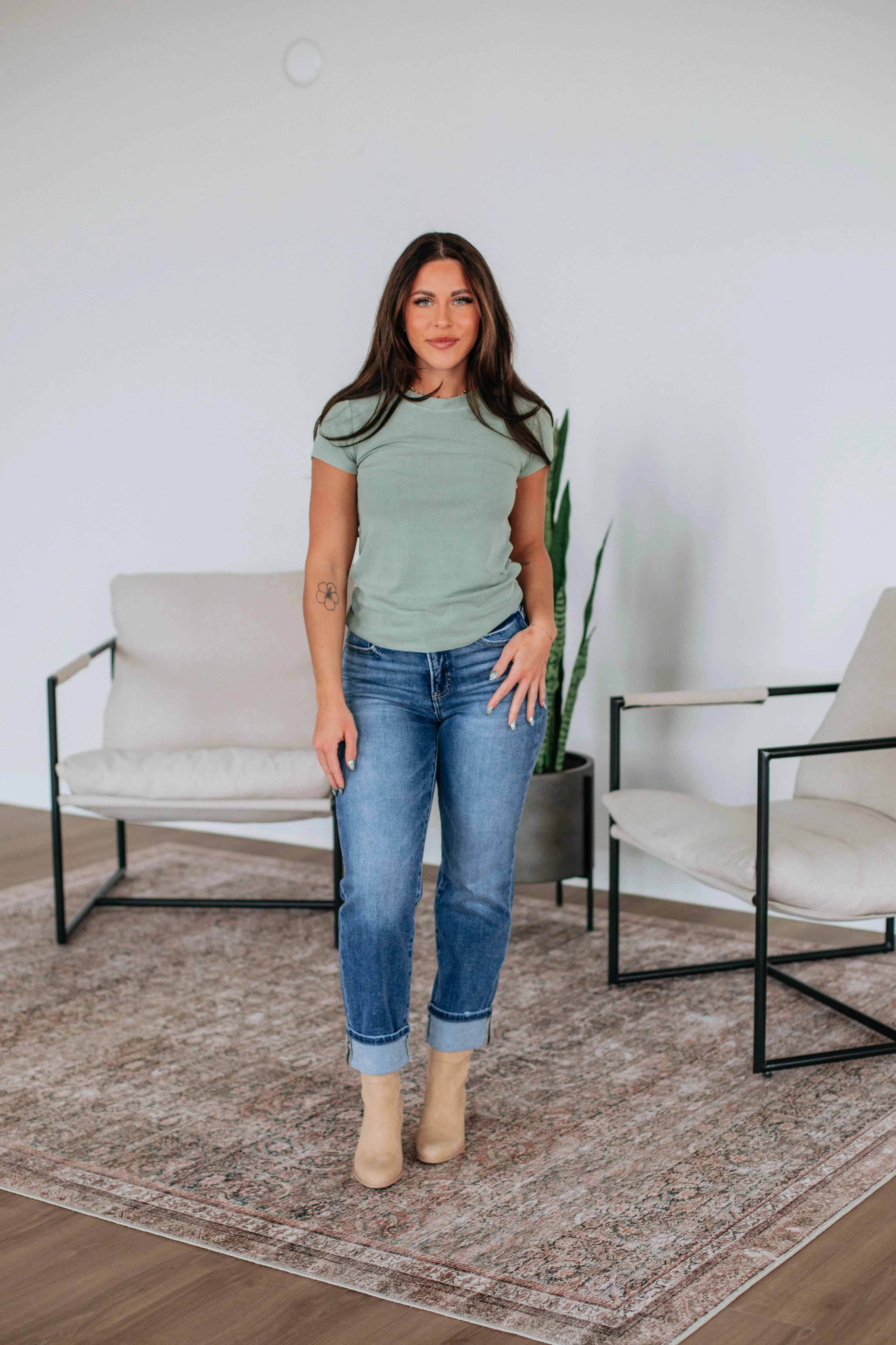 Thorne Ribbed Top - Light Olive sold by Wild Oak Boutique product image thumbnail 3