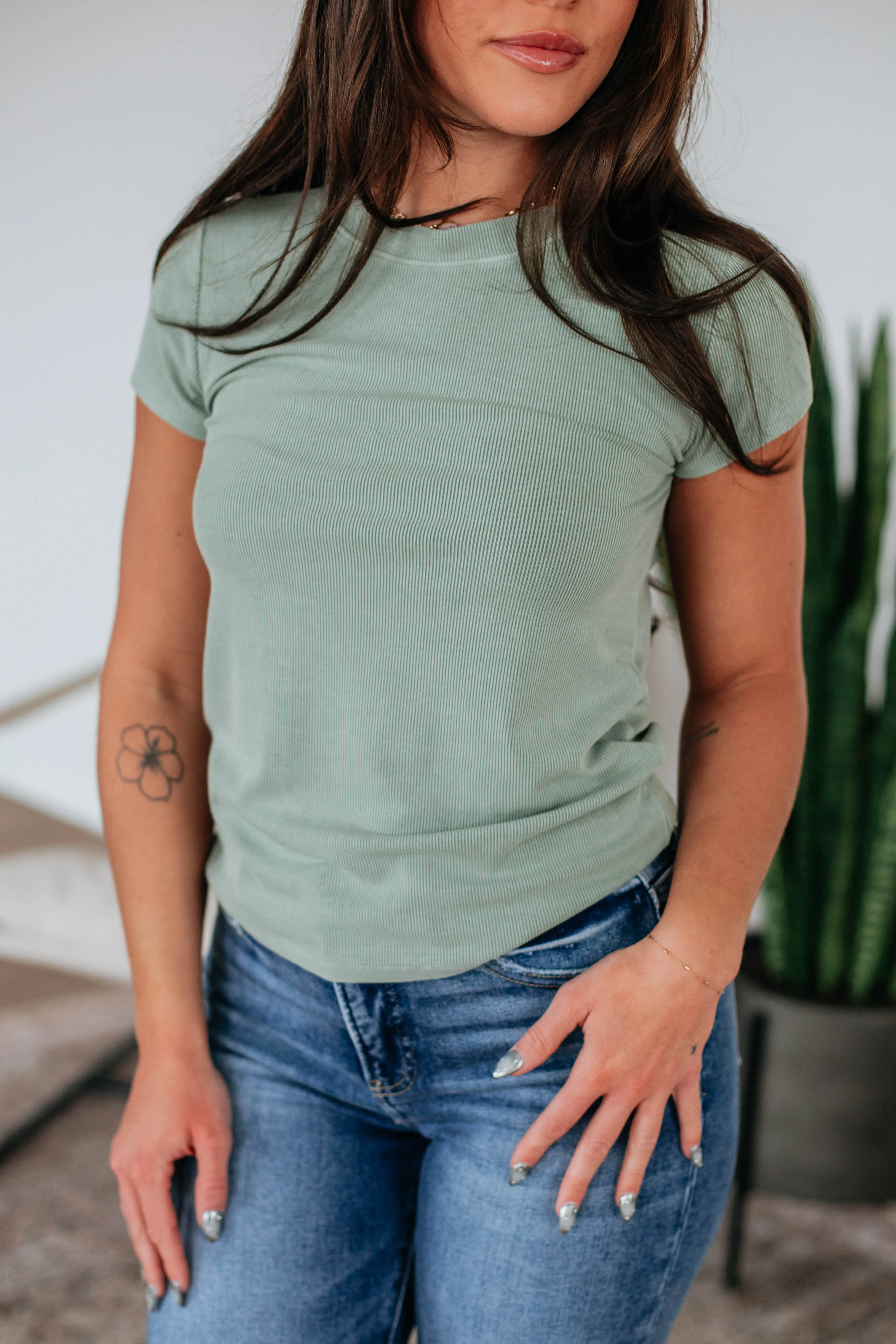 Thorne Ribbed Top - Light Olive sold by Wild Oak Boutique product image thumbnail 4