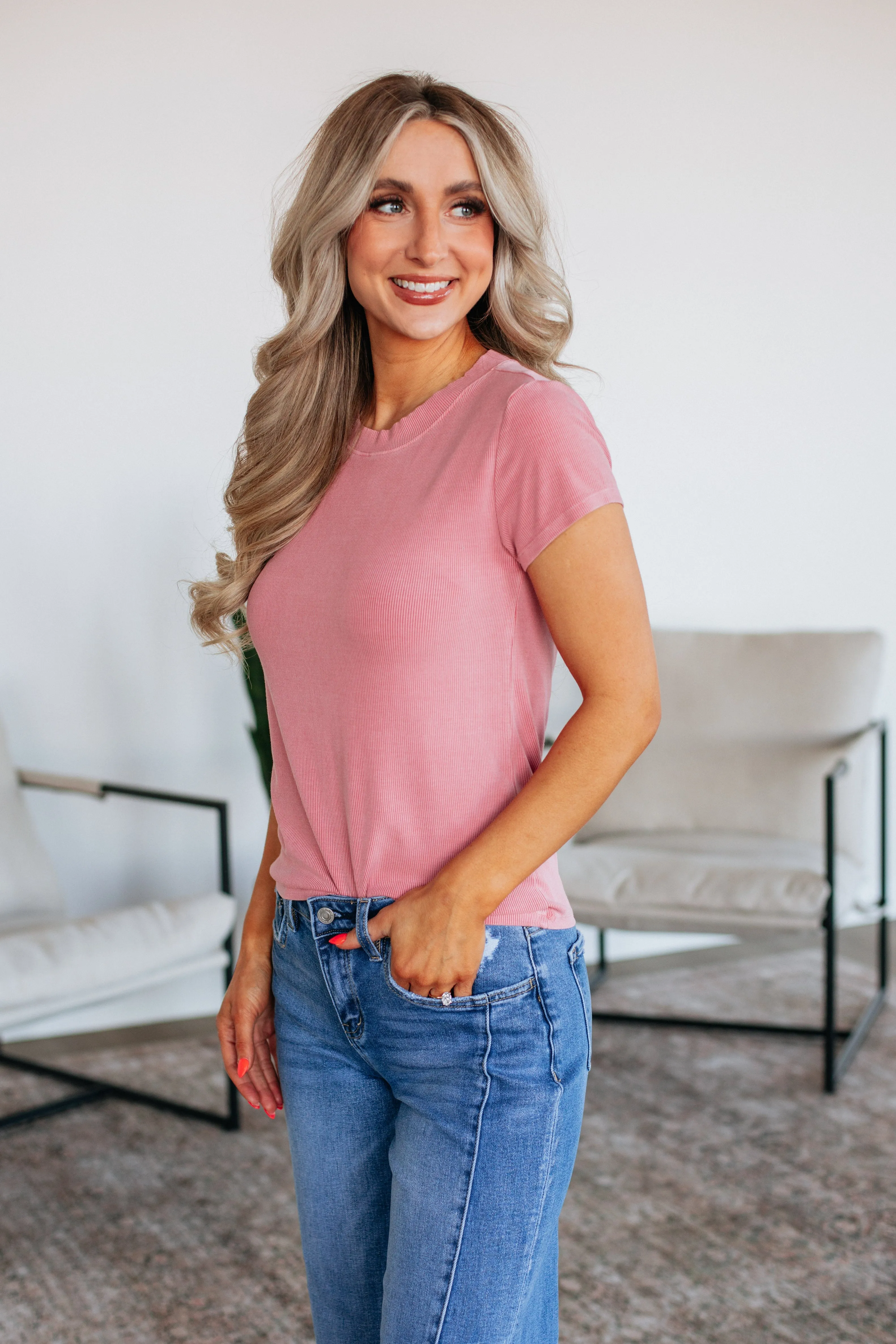 Thorne Ribbed Top - Flamingo sold by Wild Oak Boutique product image thumbnail 4