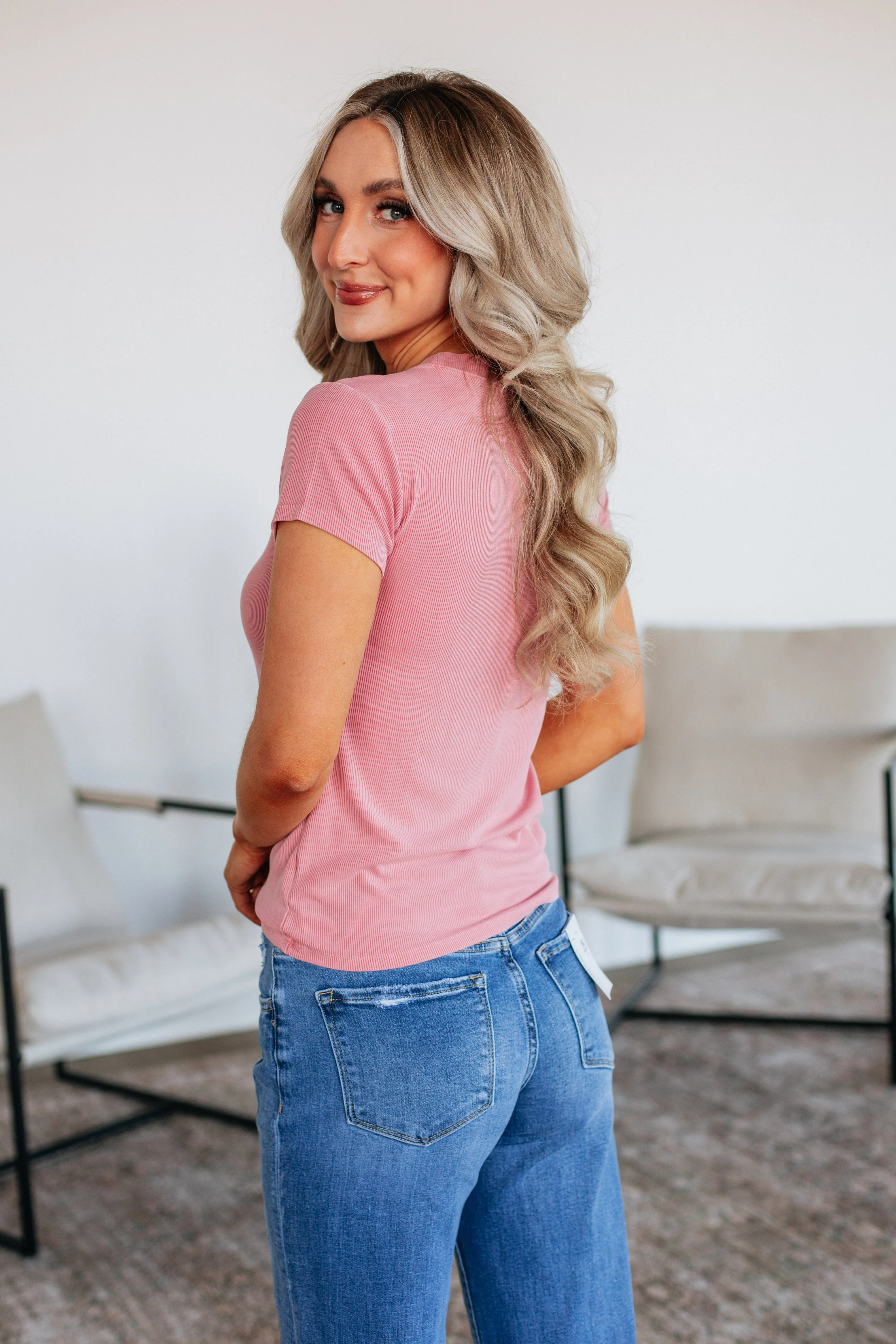 Thorne Ribbed Top - Flamingo sold by Wild Oak Boutique product image thumbnail 5