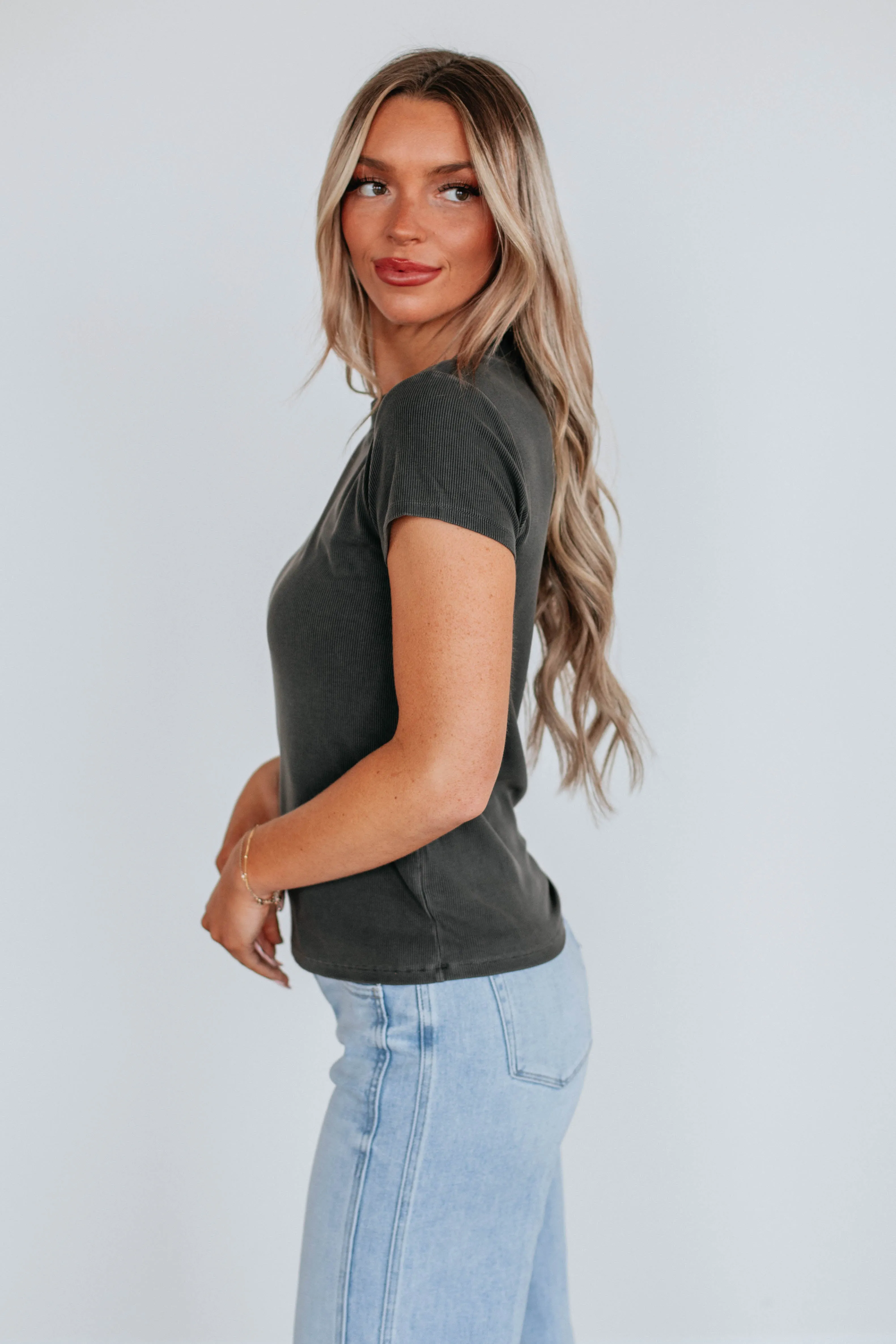 Thorne Ribbed Top - Charcoal sold by Wild Oak Boutique product image thumbnail 3