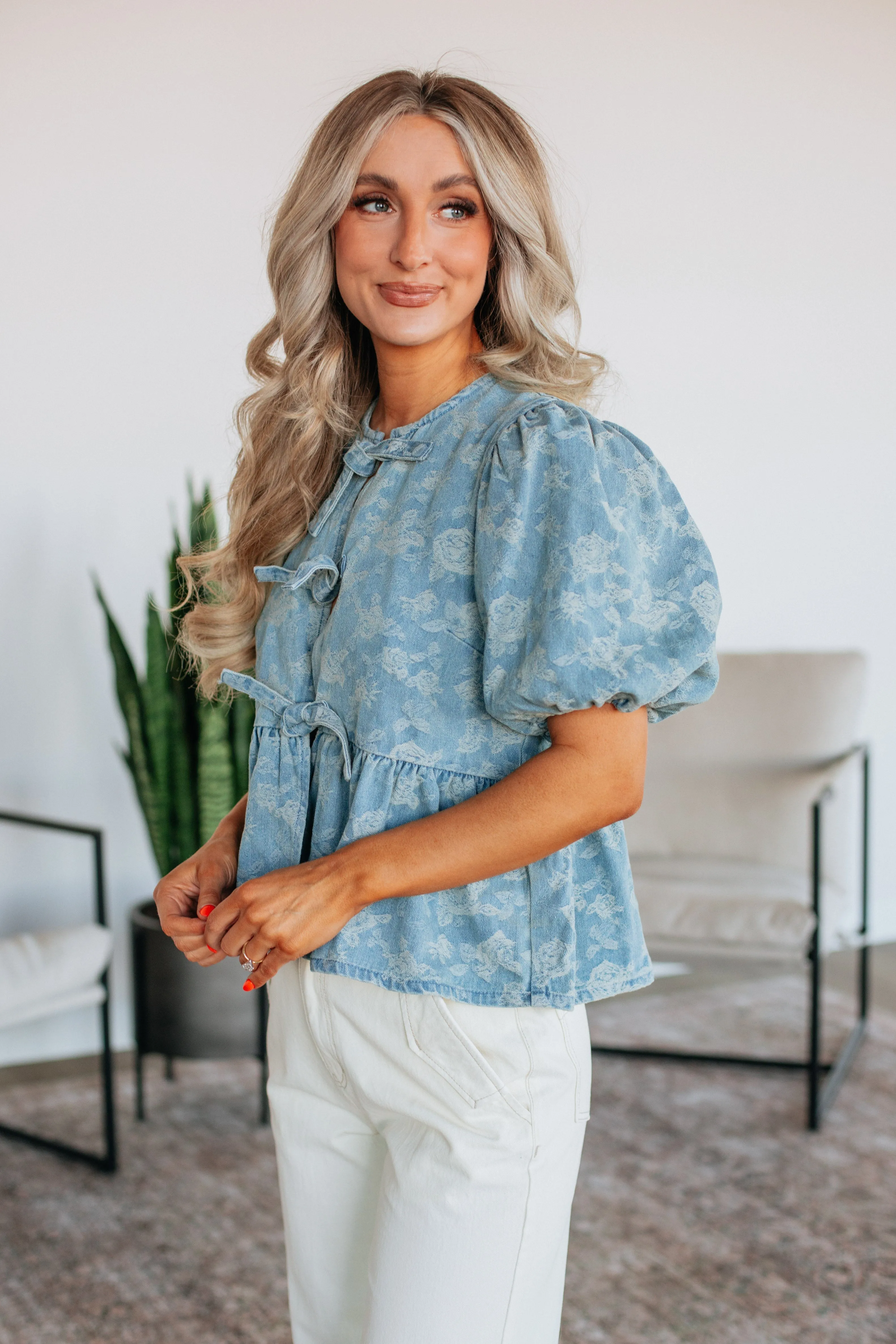 Sierra Denim Top sold by Wild Oak Boutique product image thumbnail 5