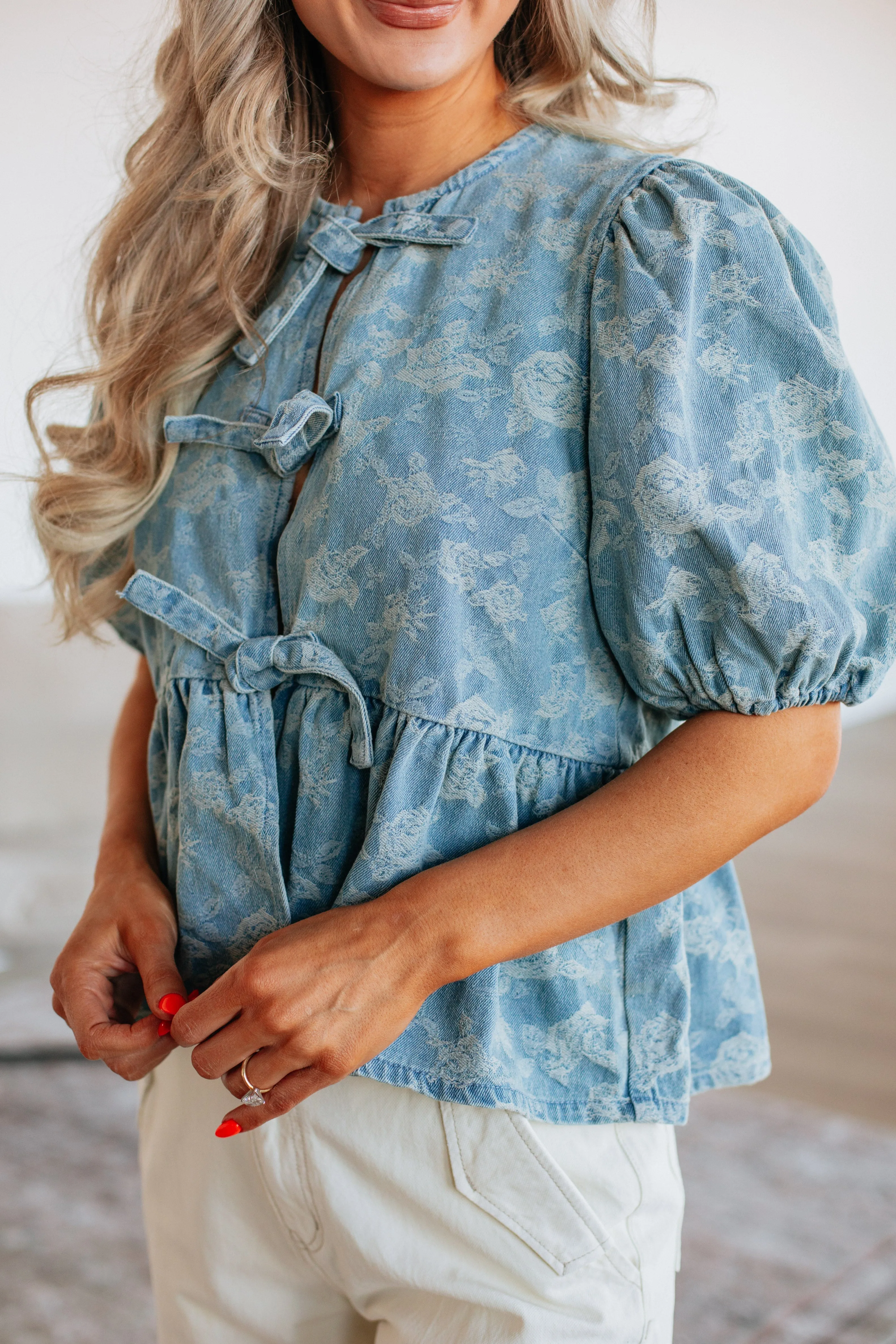 Sierra Denim Top sold by Wild Oak Boutique