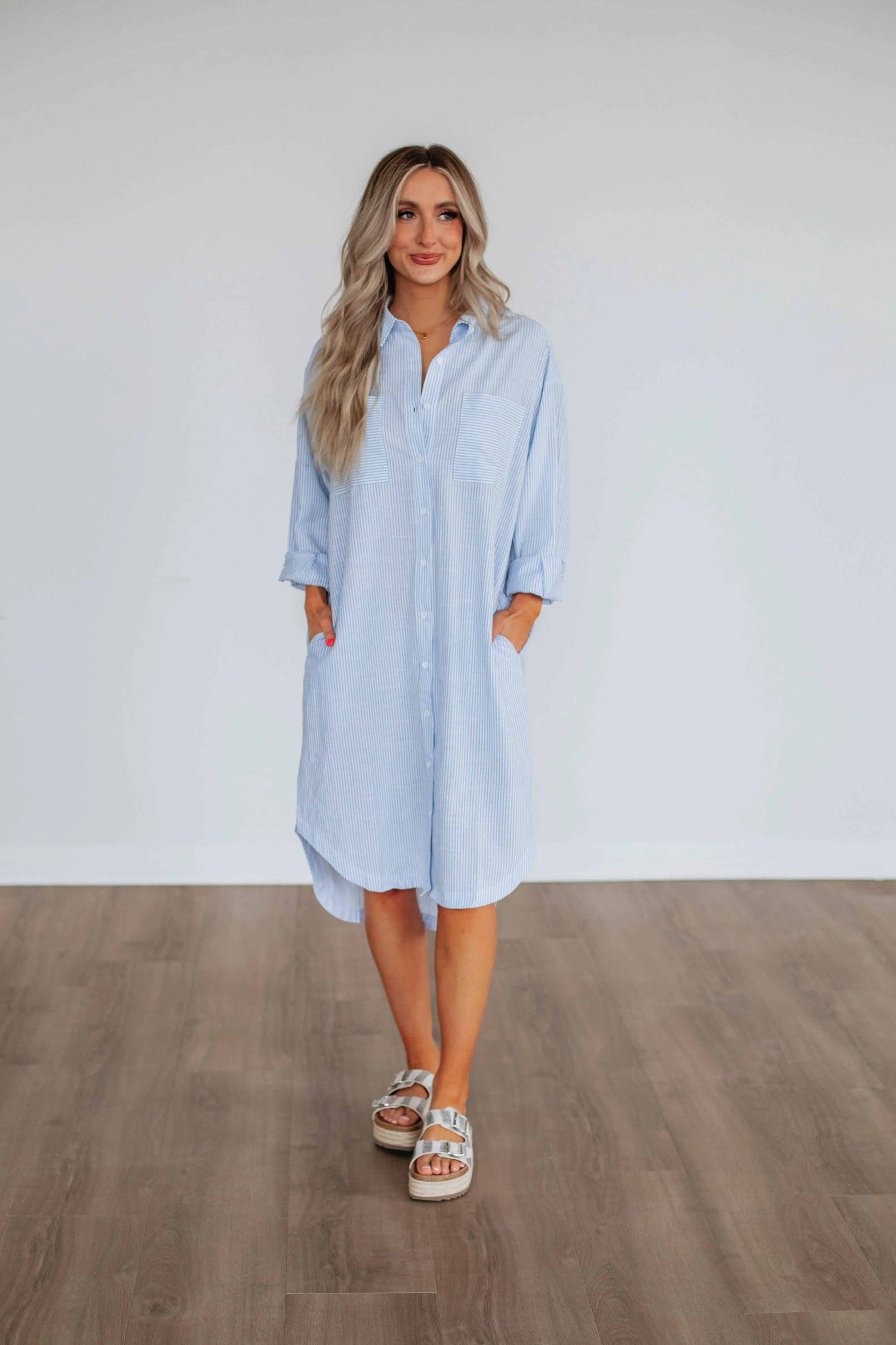 Raisa Striped Button Down Dress sold by Wild Oak Boutique product image thumbnail 5
