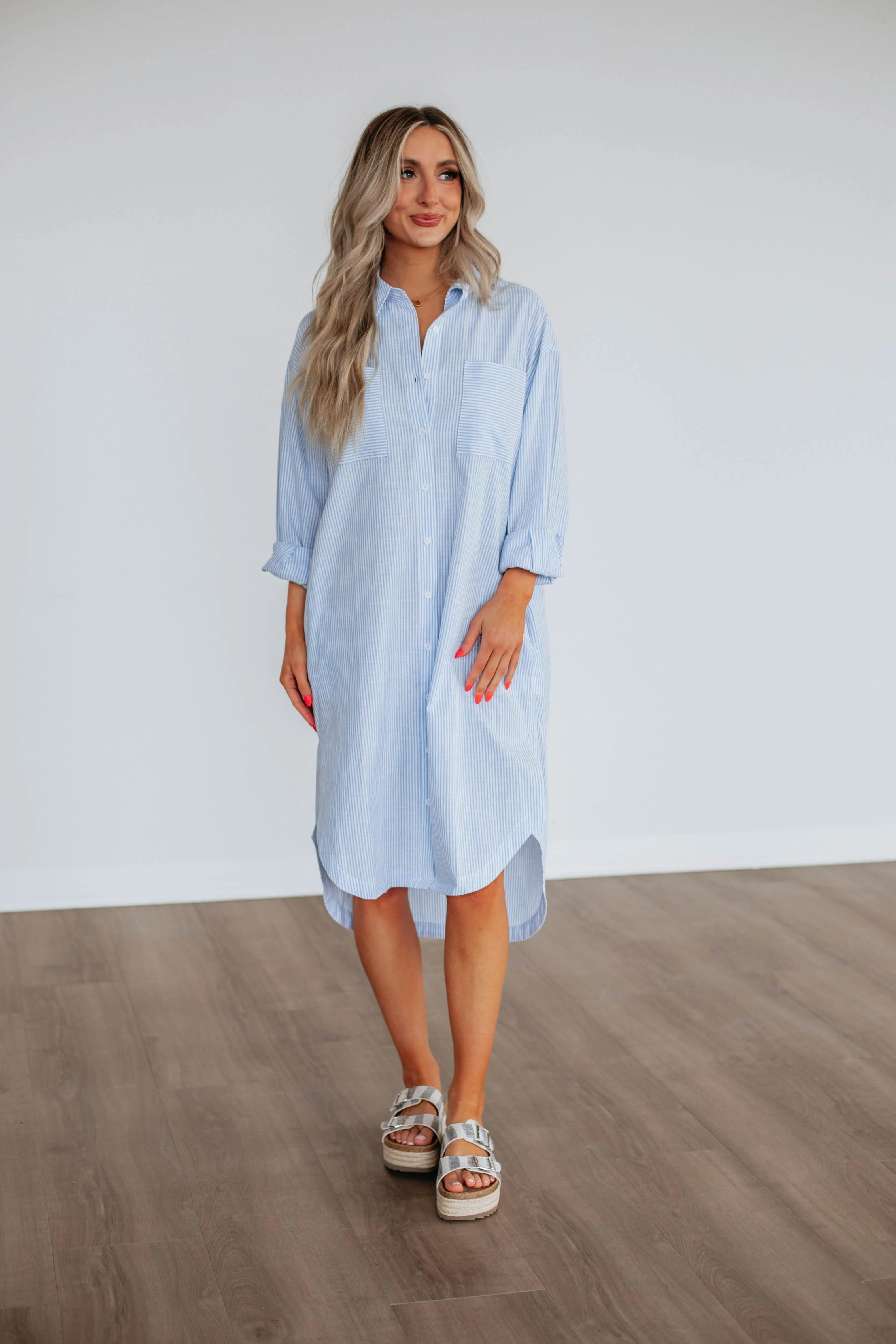 Raisa Striped Button Down Dress sold by Wild Oak Boutique product image thumbnail 4