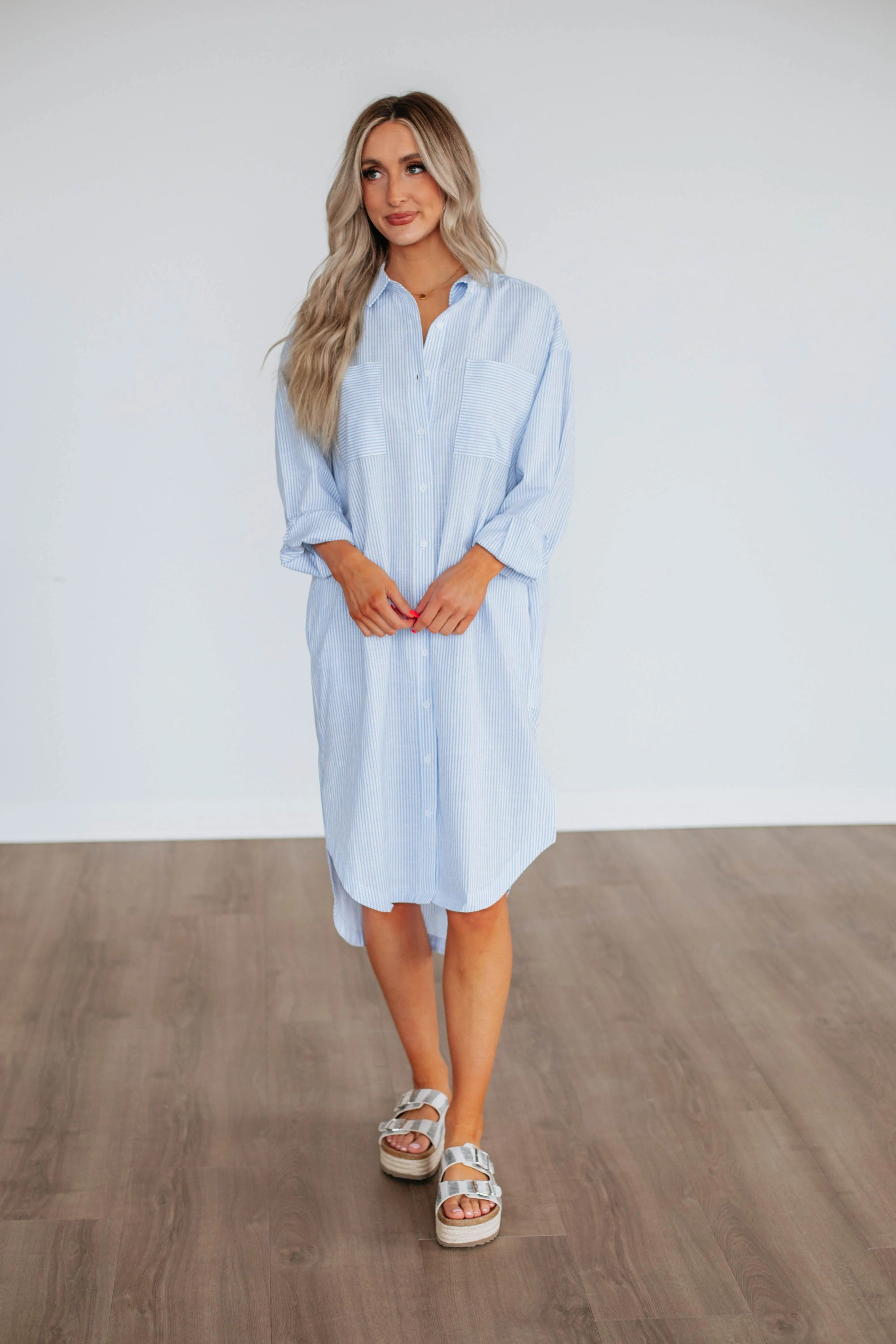 Raisa Striped Button Down Dress sold by Wild Oak Boutique product image thumbnail 3