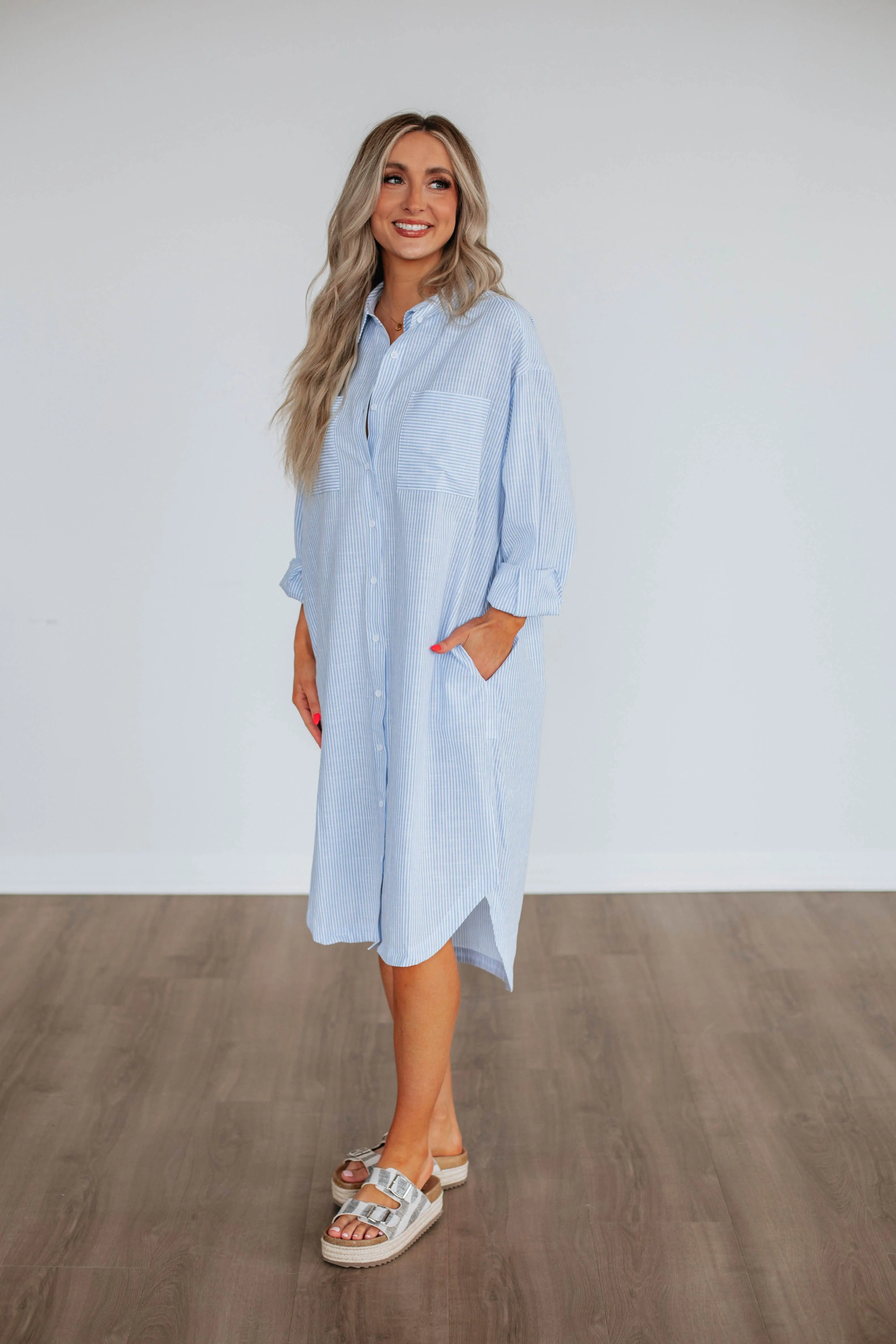 Raisa Striped Button Down Dress sold by Wild Oak Boutique product image thumbnail 2