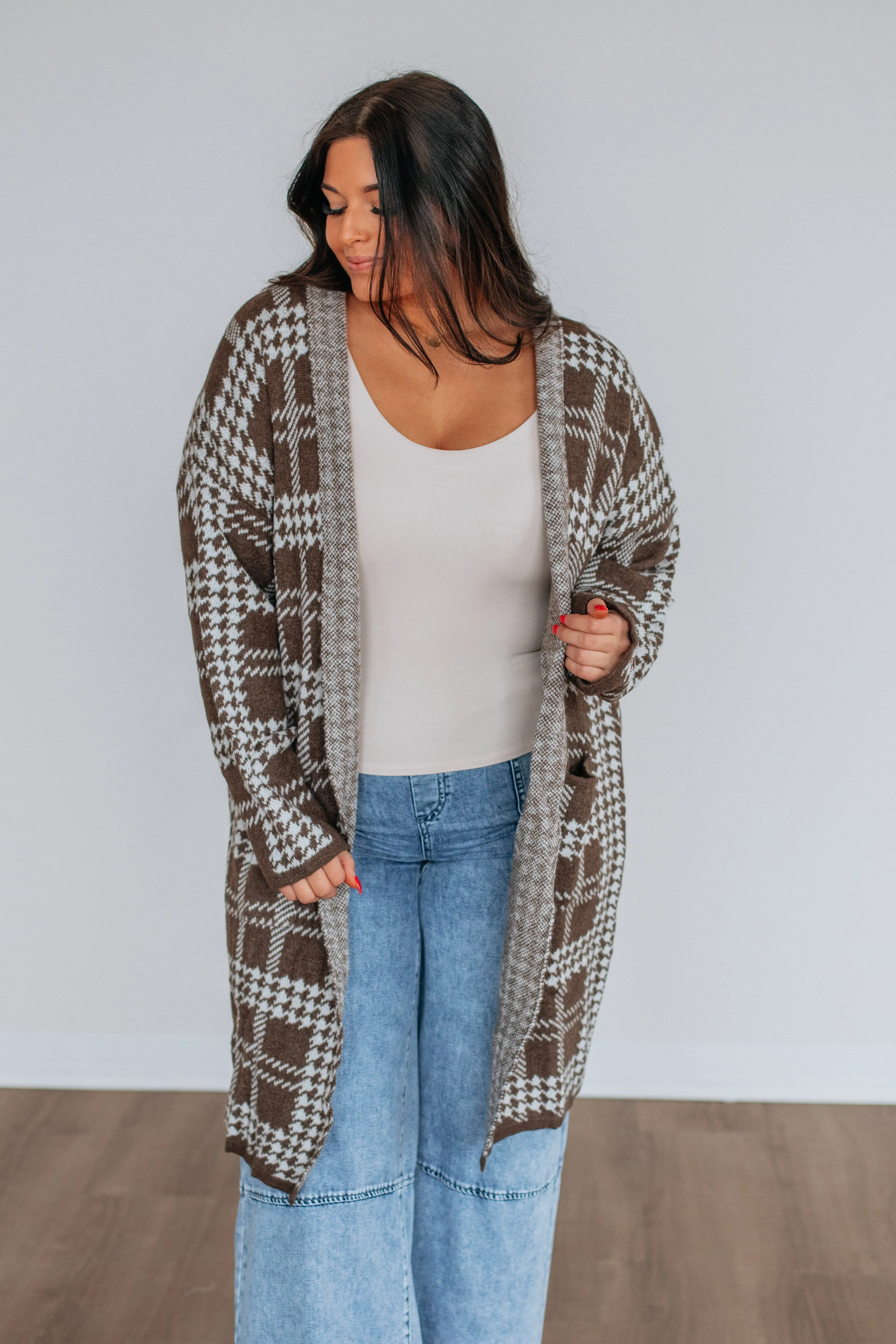 Jaylen Houndstooth Cardigan sold by Wild Oak Boutique