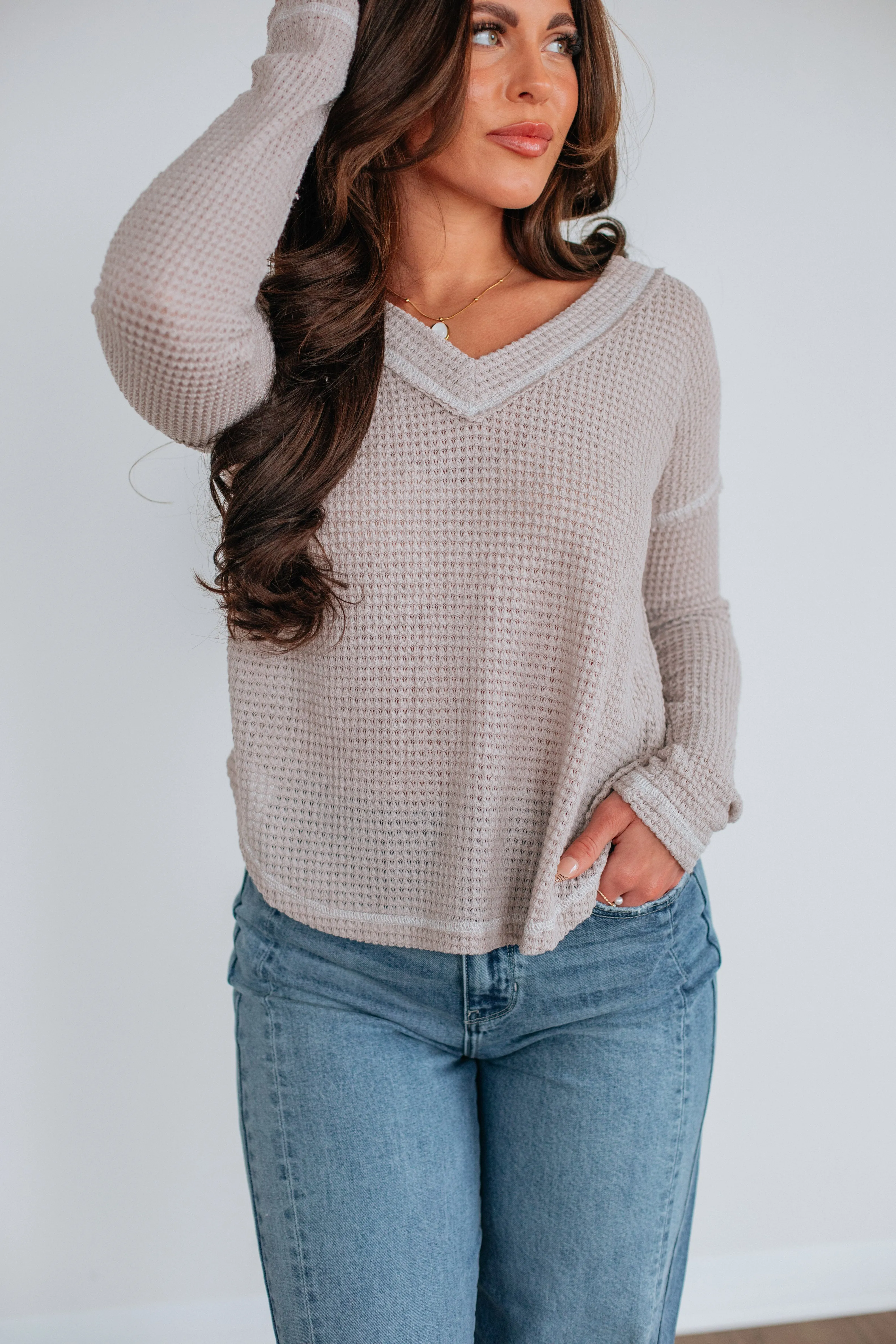 Korin Knit Top - Stone sold by Wild Oak Boutique product image thumbnail 2