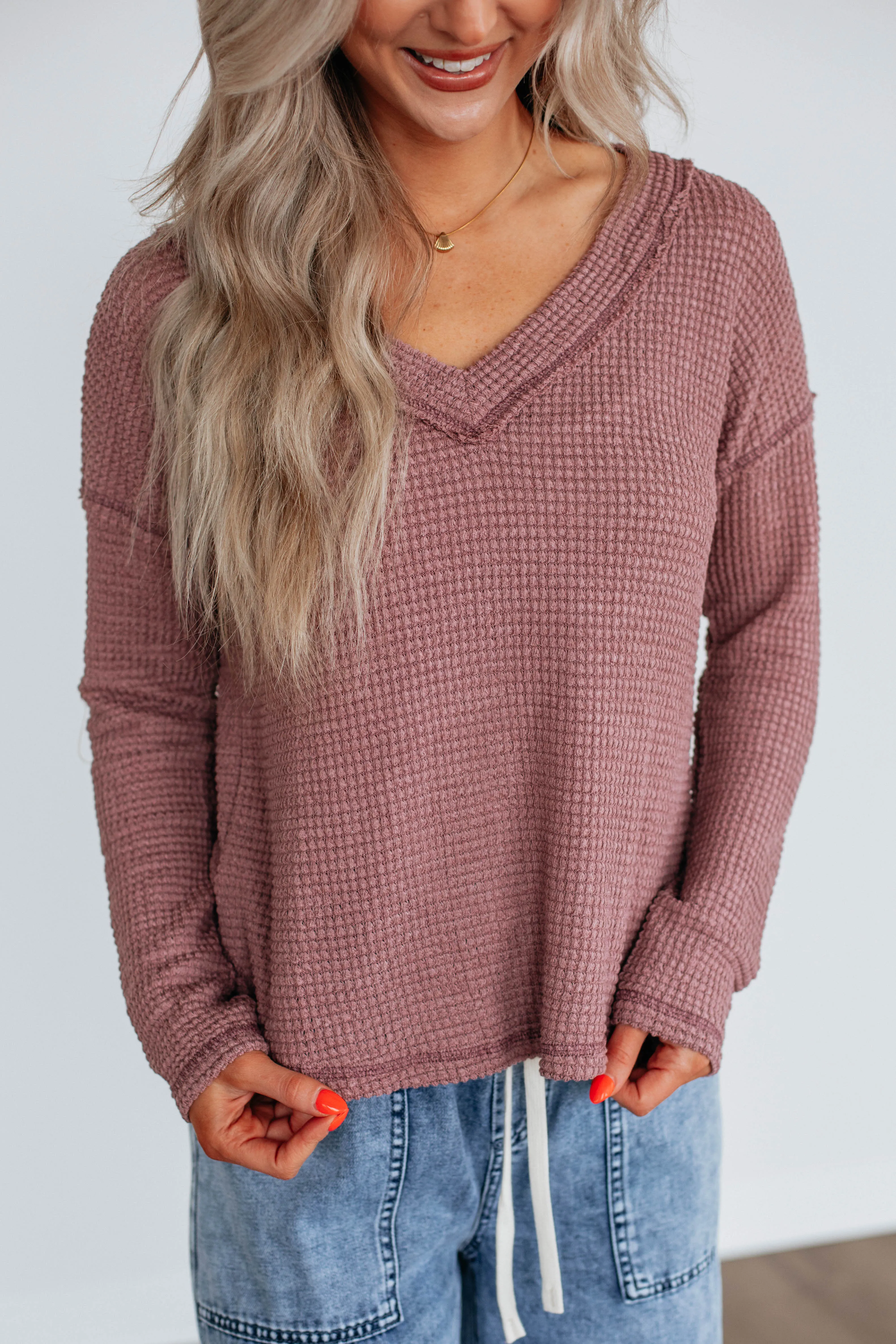 Korin Knit Top - Dusty Mauve sold by Wild Oak Boutique product image thumbnail 2