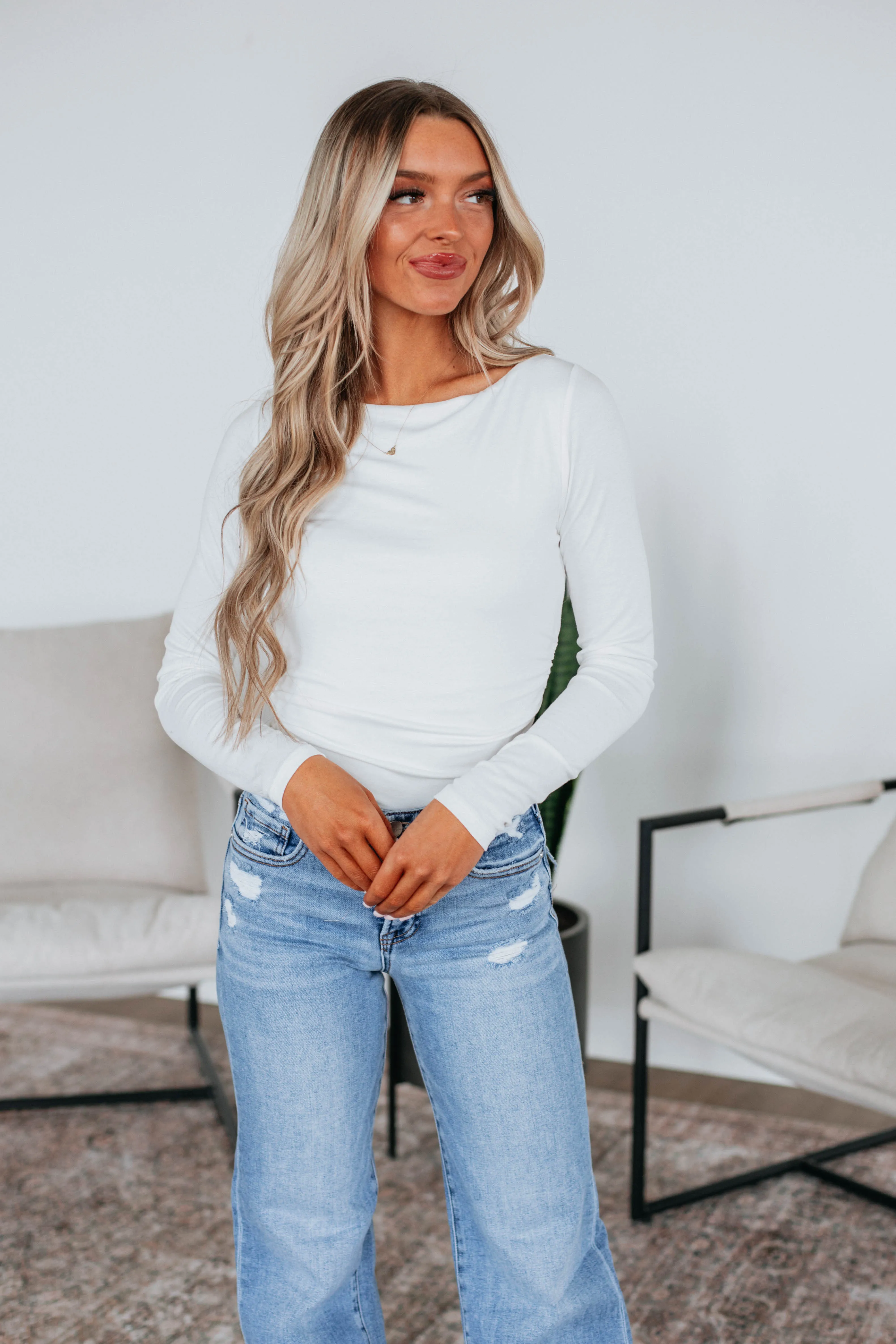 Karleigh Ruched Bodysuit - Ivory sold by Wild Oak Boutique product image thumbnail 3