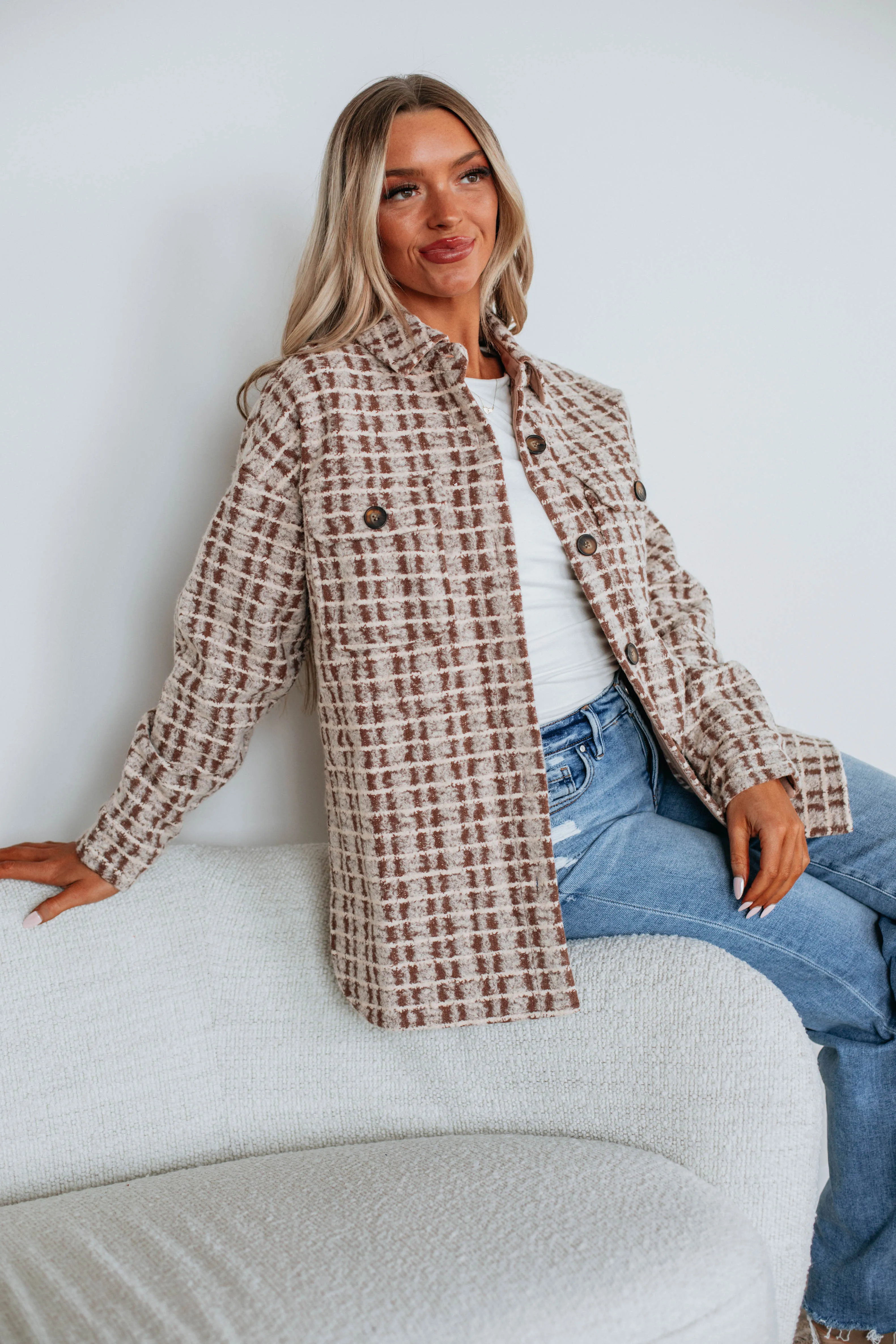 Setting New Standards Shacket - Coffee Mix sold by Wild Oak Boutique product image thumbnail 3