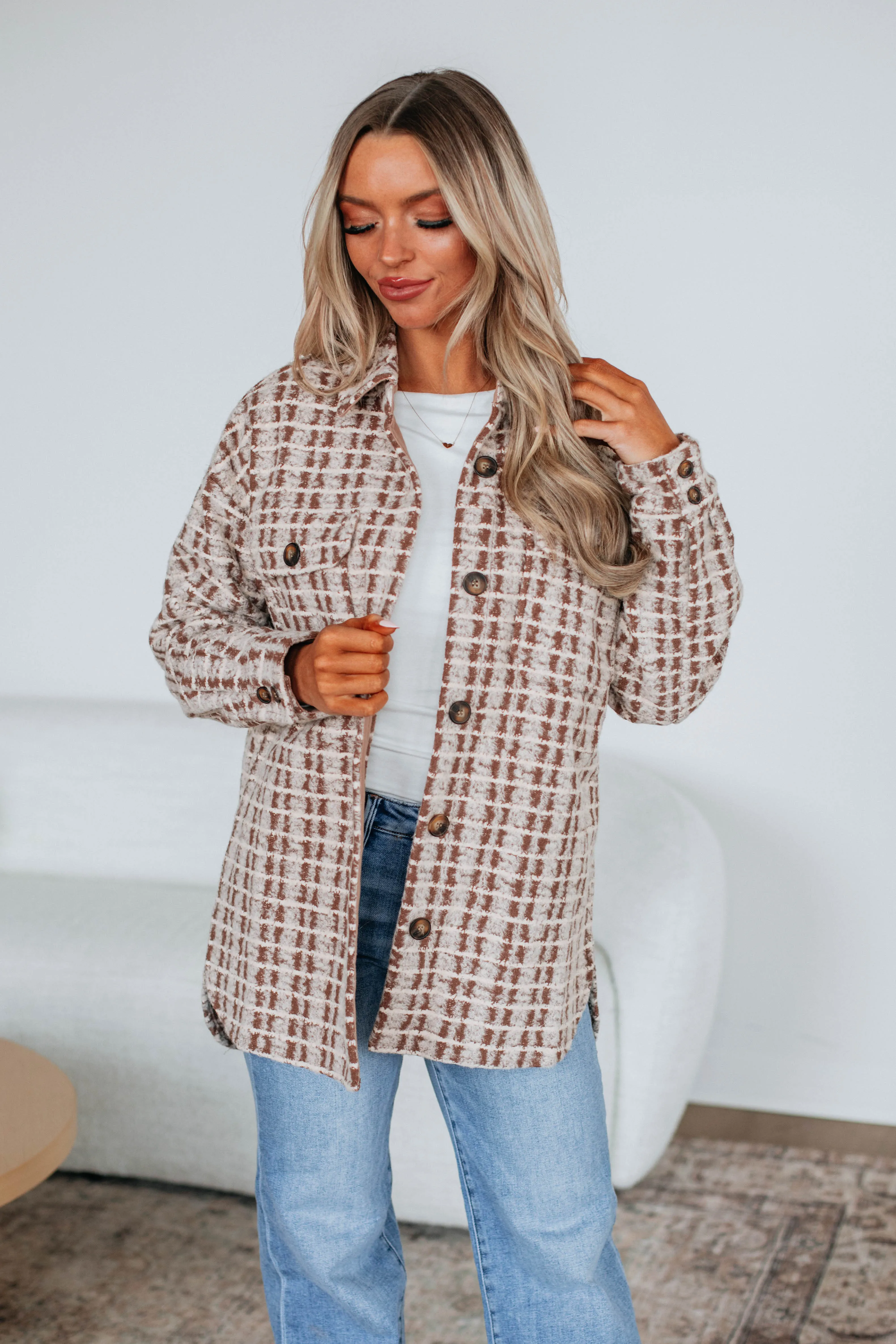 Setting New Standards Shacket - Coffee Mix sold by Wild Oak Boutique product image thumbnail 4