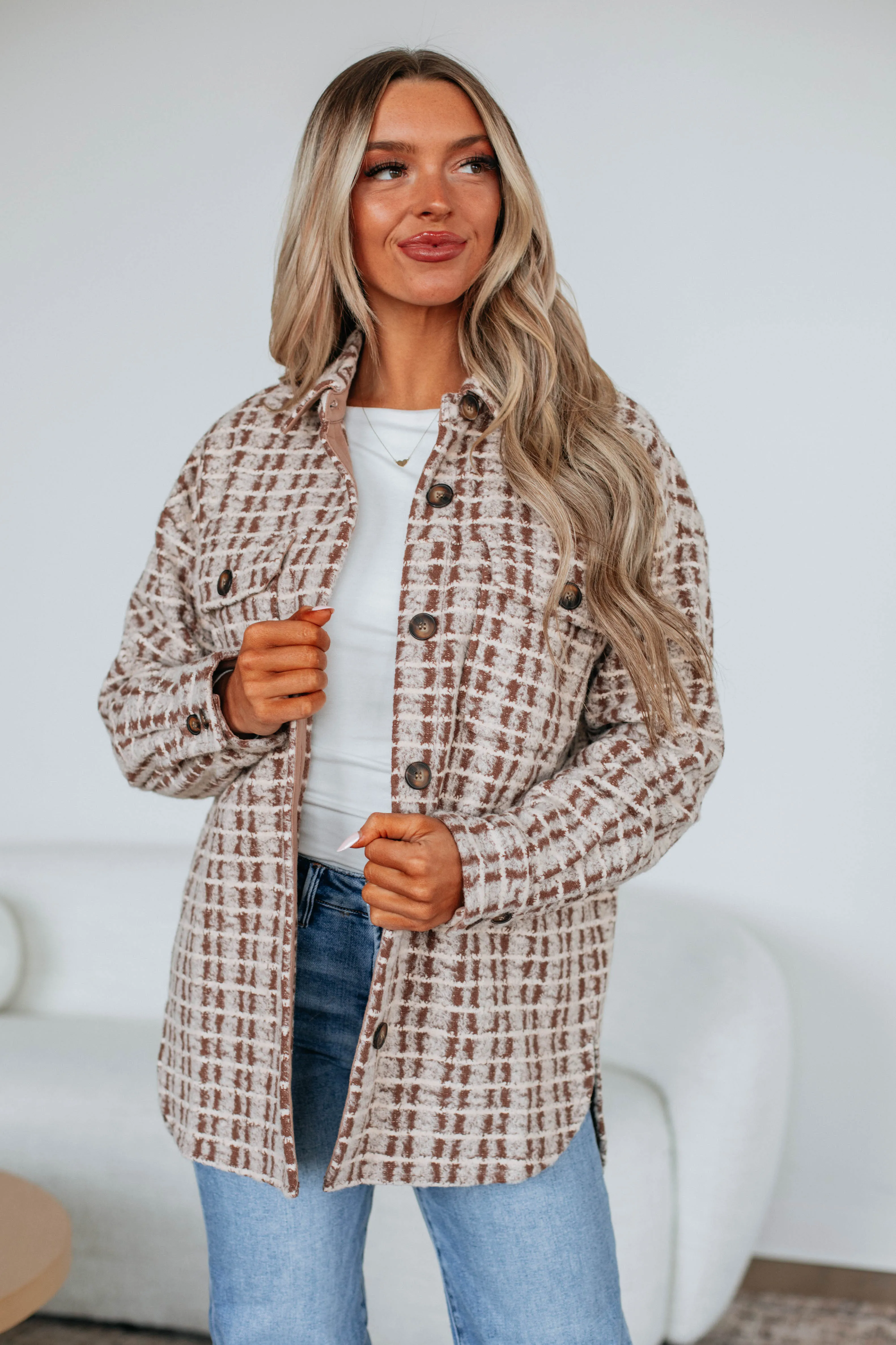 Setting New Standards Shacket - Coffee Mix sold by Wild Oak Boutique