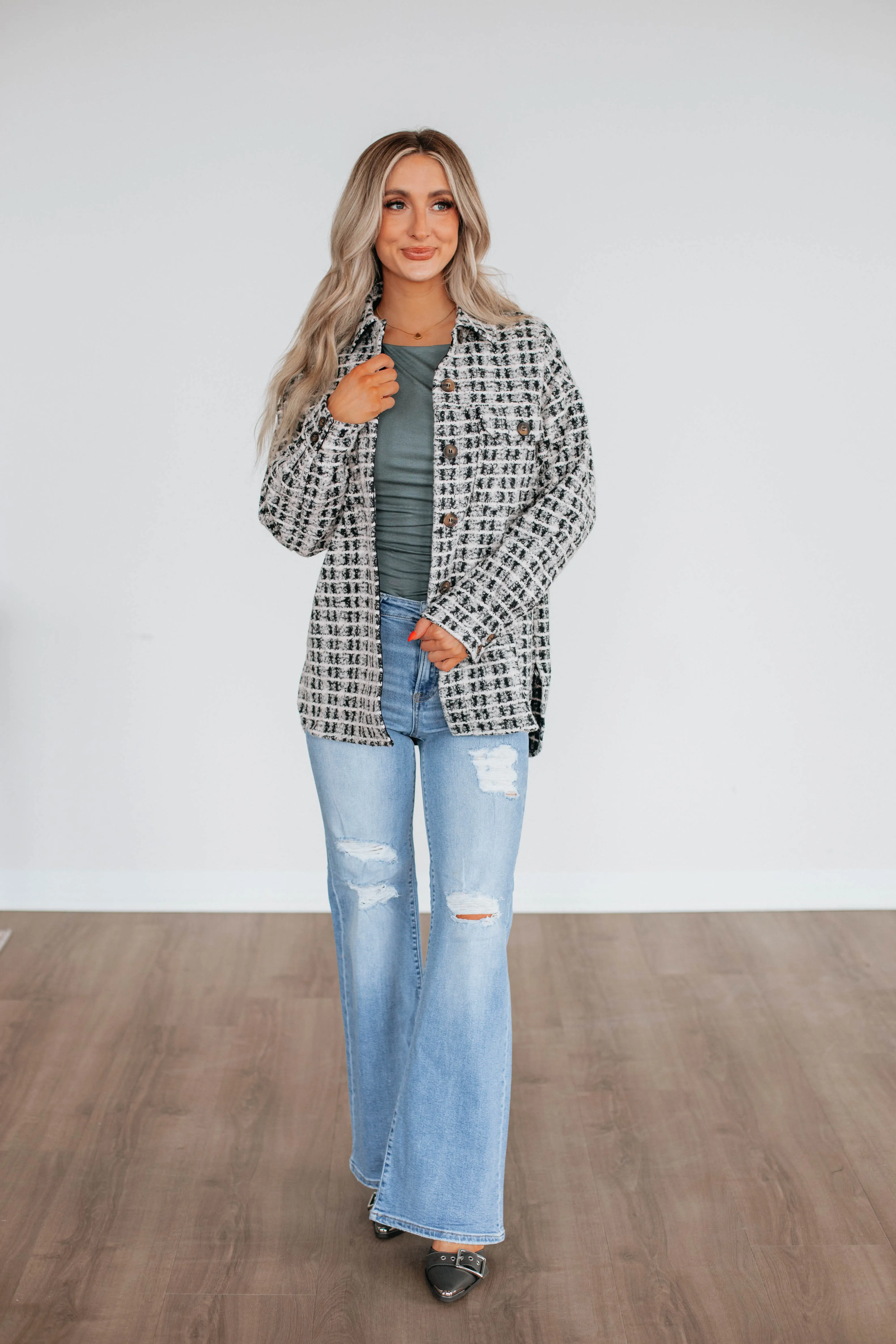Setting New Standards Shacket - Black Mix sold by Wild Oak Boutique product image thumbnail 3